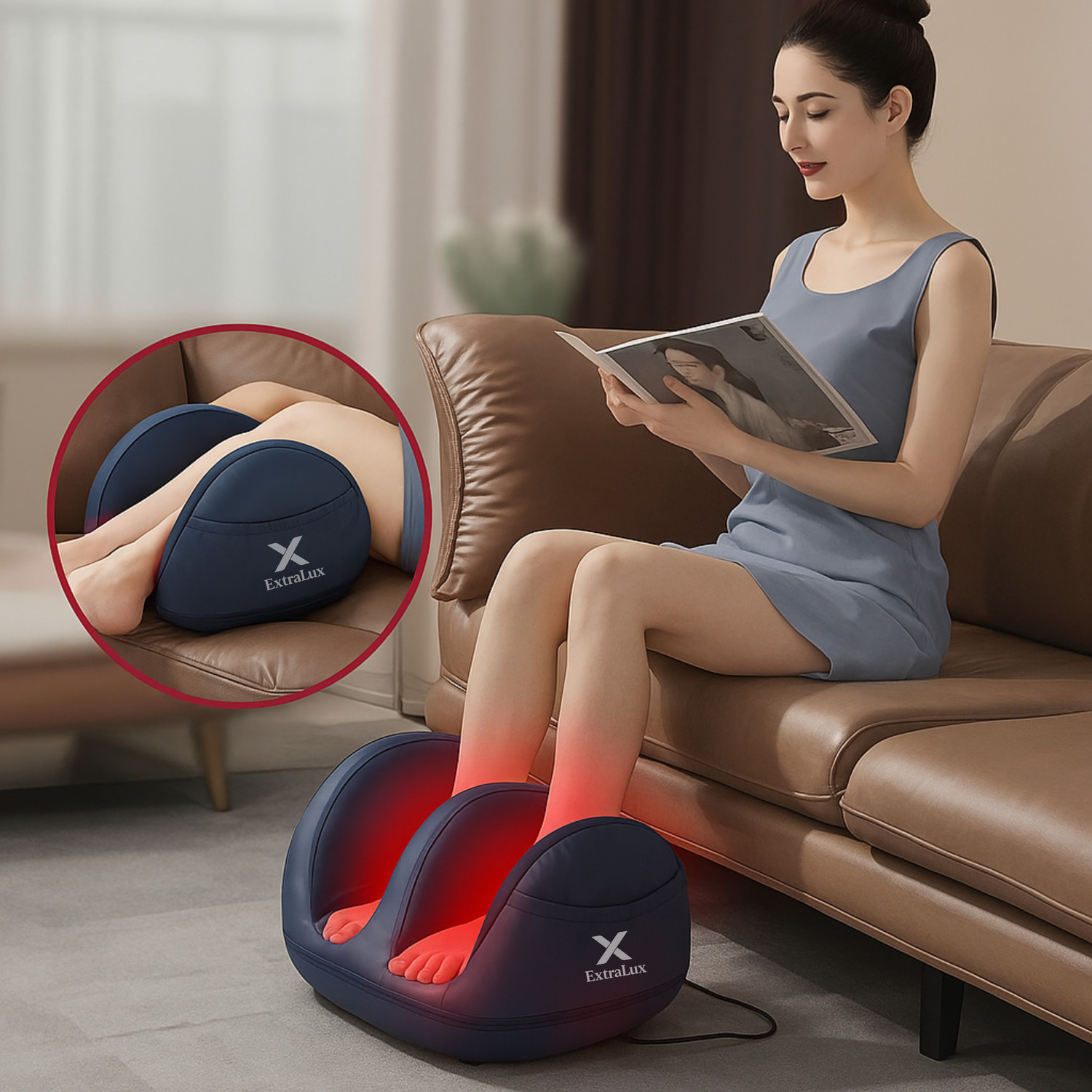 Image of ExtraLux Foot & Leg Massager with Heat | Shiatsu Kneading Rolling Massage Machine for Feet, Calf, Thigh & Arms | Electric Massager Massager