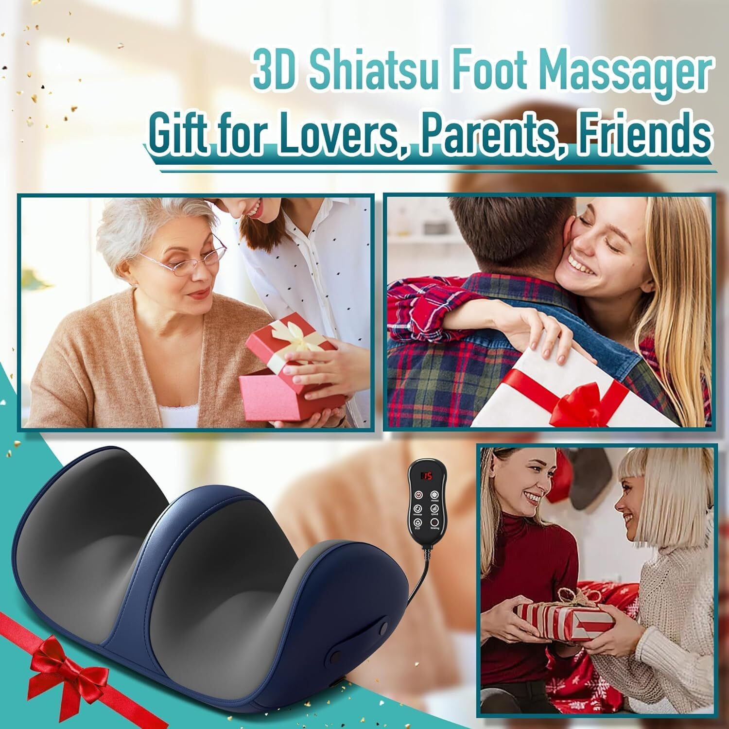Image of FLOVTRIX Shiatsu Foot Massager with 3 Intensity Levels Massage Nodes Foot Massager Machine with Heat, Foot and Calf Massager Massager
