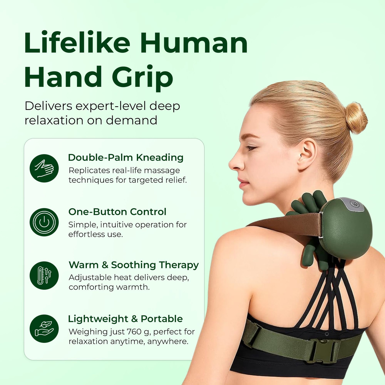 Image of mavind Bionic Heated Massager,Electric Deep Tissue 4D Kneading Massage Human Hand Design for Blood Circulation,Pain Relief and Muscle Relaxation. Massager