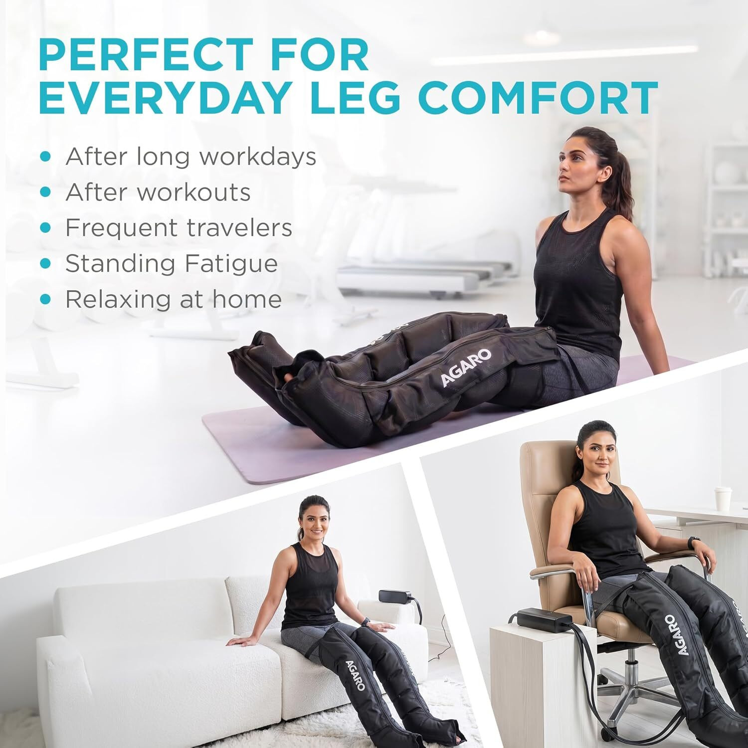 Image of AGARO Air Compression Leg Massager for Pain Relief & Circulation, Large Air Compression Leg Massager for Pain Relief & Circulation, Large Massager