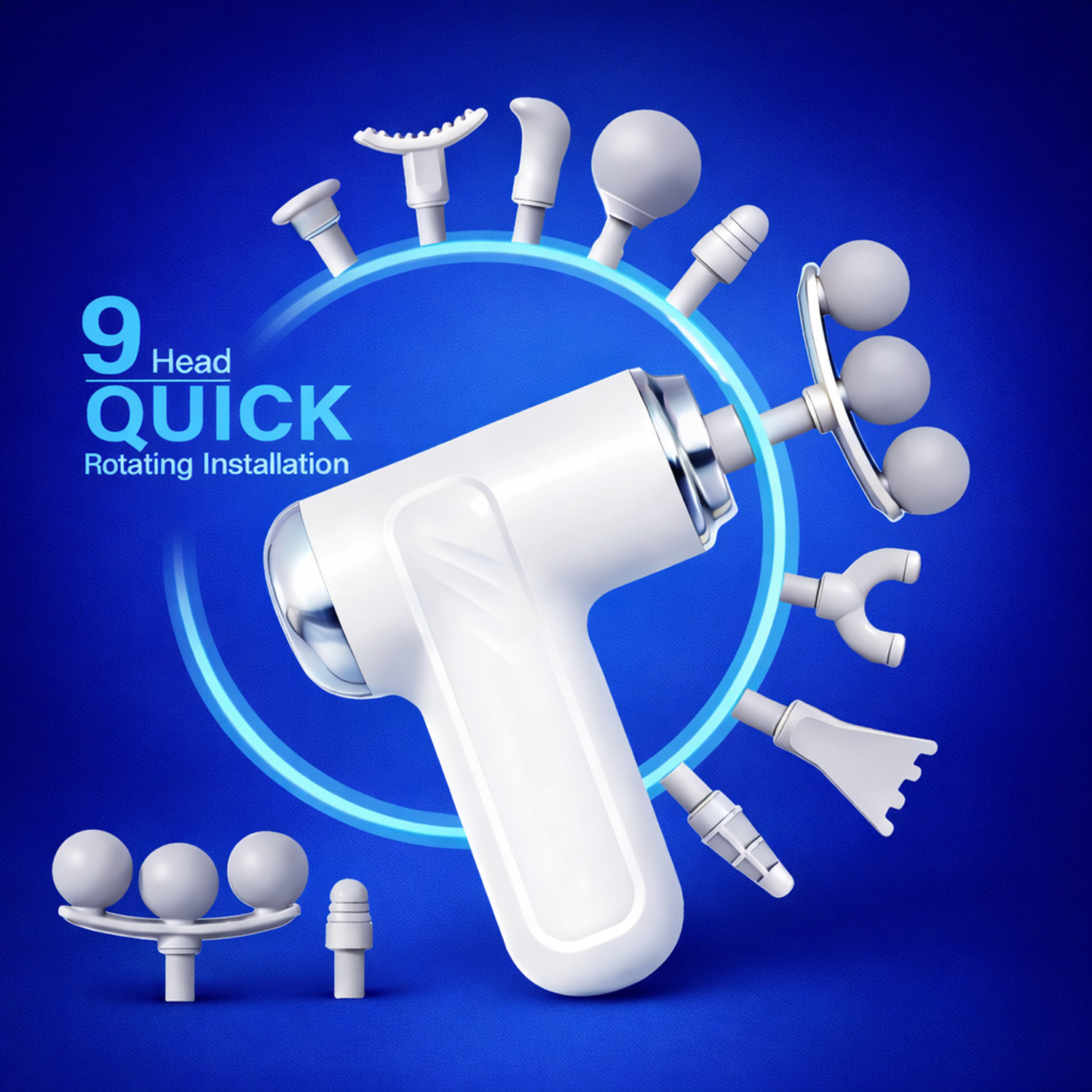 Image of Maycare Forge Percussion Massage Gun for Muscle Recovery | 9 Interchangeable Attachments Compact Handheld Massager for Deep Tissue, Neck, Back & Full Body Relief Massager