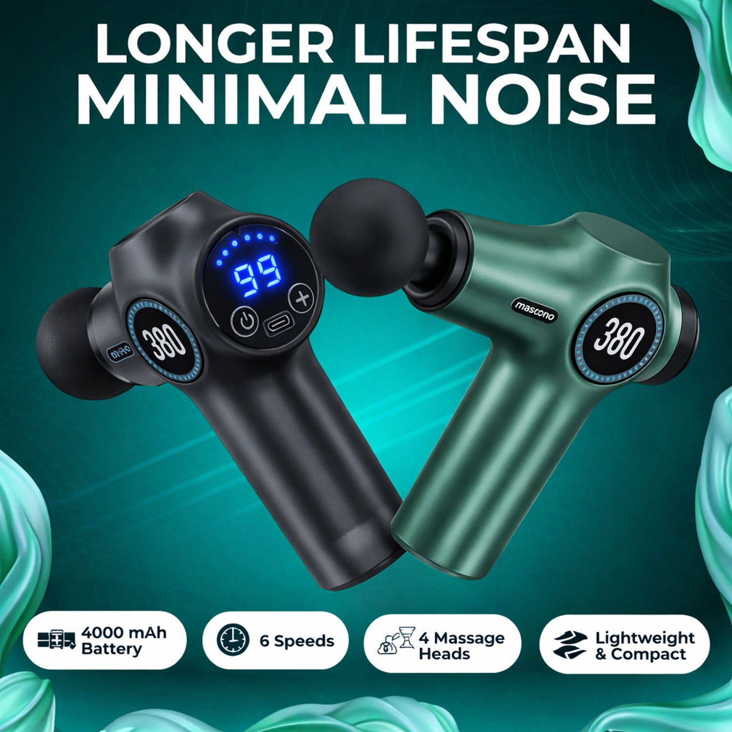 Image of Miggon Portable Deep Tissue Massage Gun Handheld Percussion 6 Speeds 4 Heads for Full Body Muscle Pain relief Best Massager- Neck /Back /Shoulder /Legs Massager