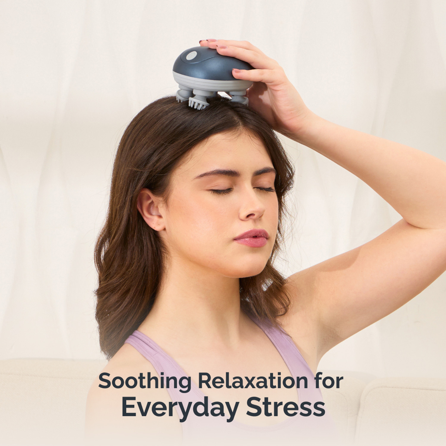Image of Cult Aura Head Massager with Red Light & 4 Silicone Attachments for Relaxation!! Massager