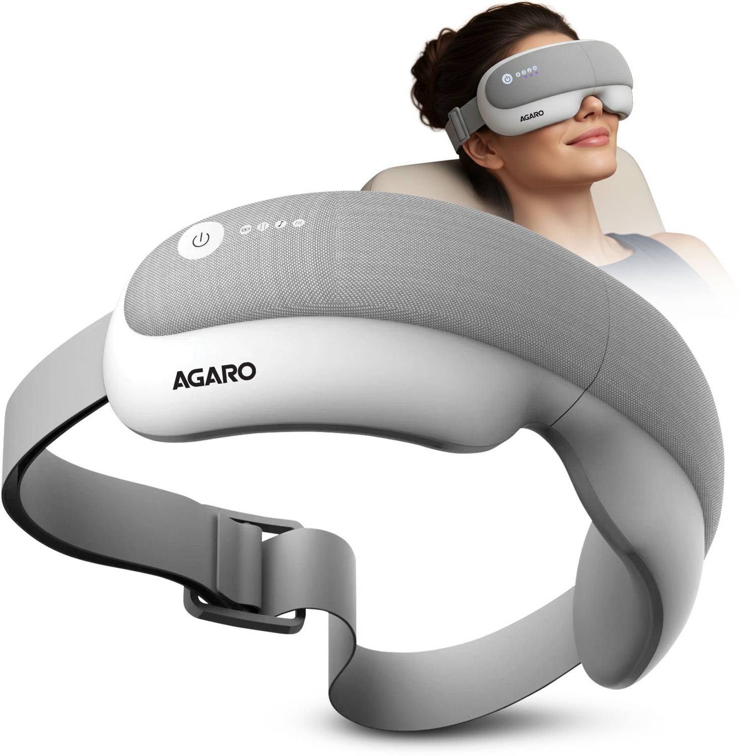 AGARO Elite Eye Massager with Air Compression, Rechargeable, Heat & Vibration, Foldable Design, 5 Relaxation Modes, Adjustable Headband Massager - AGARO : Flipkart.com