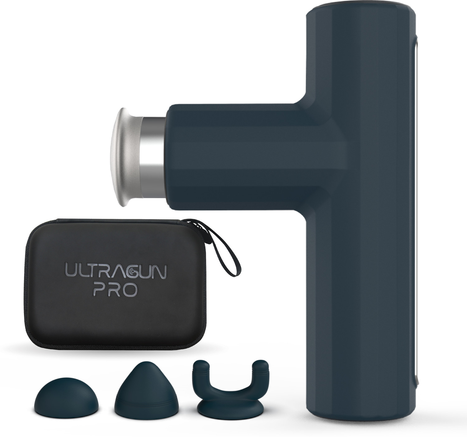 Image of UltraCare PRO UltraGun PRO Massage Gun with Unique metal head for Oil Massage and 3 Soft Silicone Heads | Ultra compact lightweight | with 1 year warranty. Massager