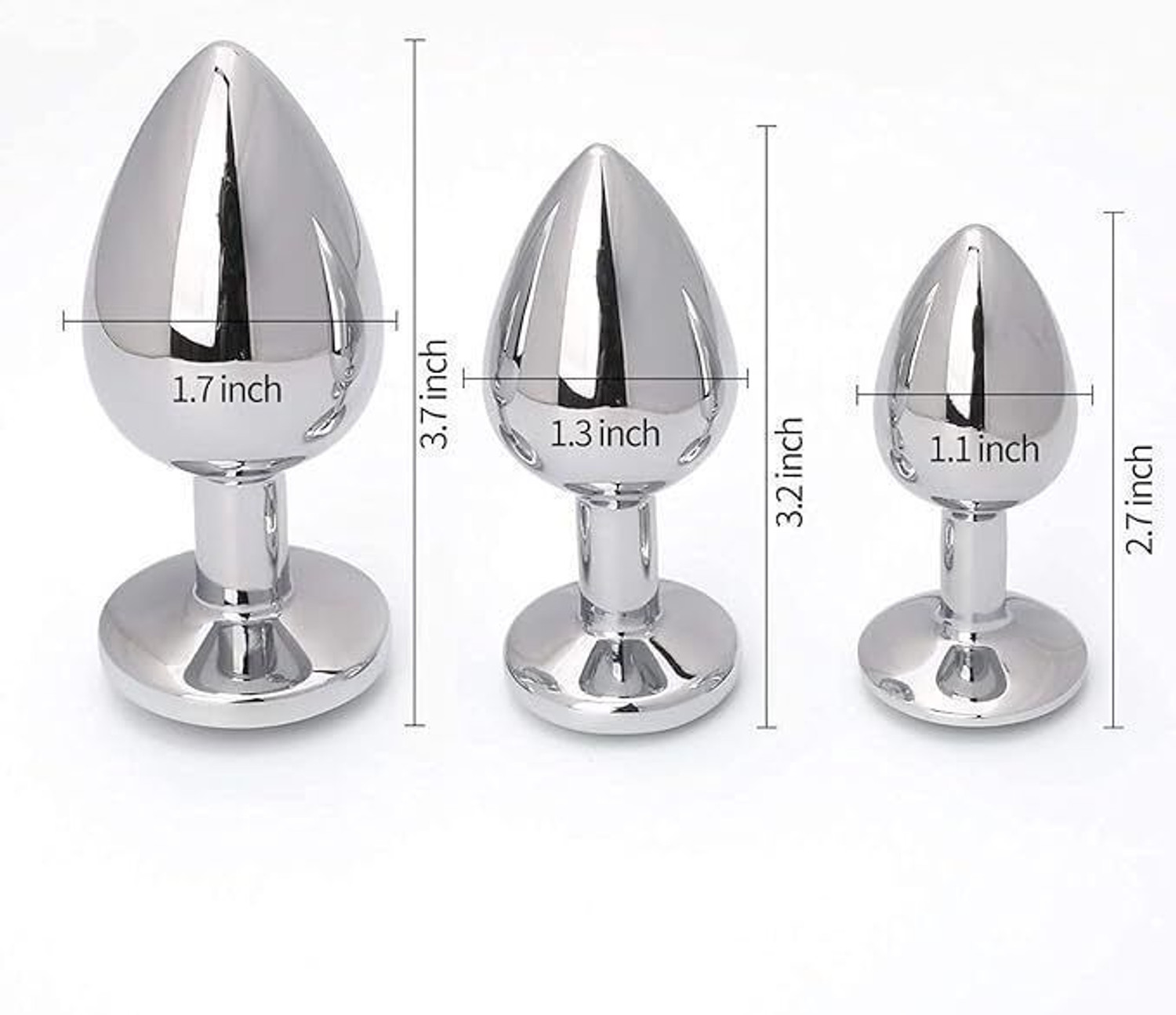 Image of swadeshi enterprises Large size premium Stainless Steel Jeweled massager with Clear Crystal Base Large size stainless steel plug massager Massager