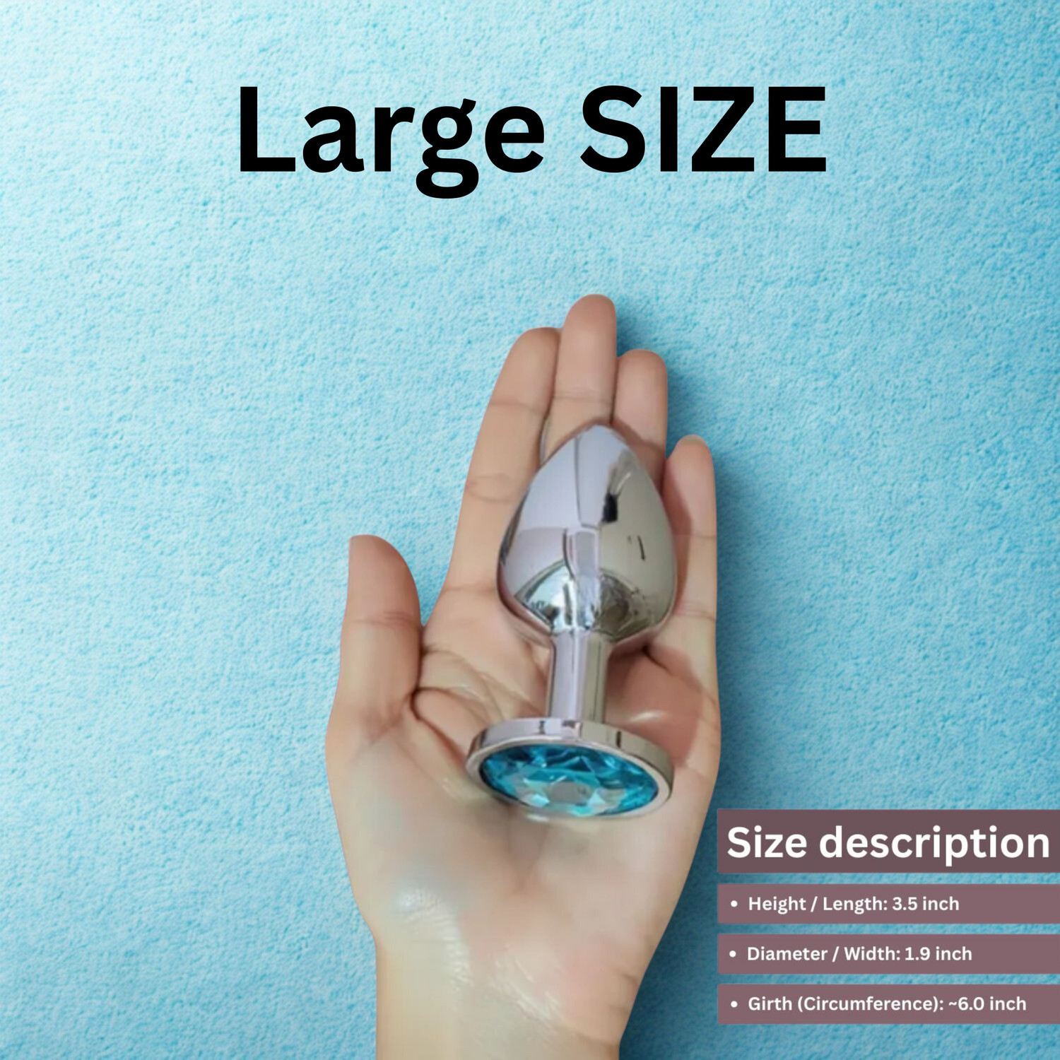 Image of swadeshi enterprises Large size premium Stainless Steel Jeweled massager with Clear Crystal Base Large size stainless steel plug massager Massager