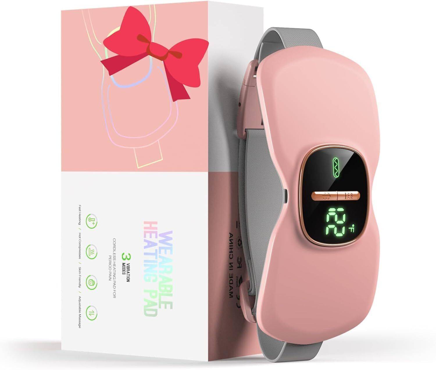 6 Heat Levels Heating Pad Cordless Portable Heating Pad For Cramps  6 Heat  & Vibration Levels, 2 Timers, Pink Gift For Women