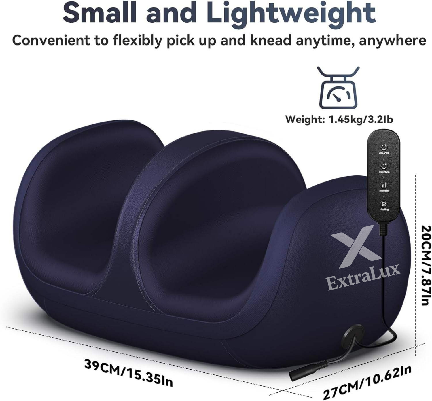 Image of ExtraLux Foot & Leg Massager with Heat | Shiatsu Kneading Rolling Massage Machine for Feet, Calf, Thigh & Arms | Electric Massager Massager