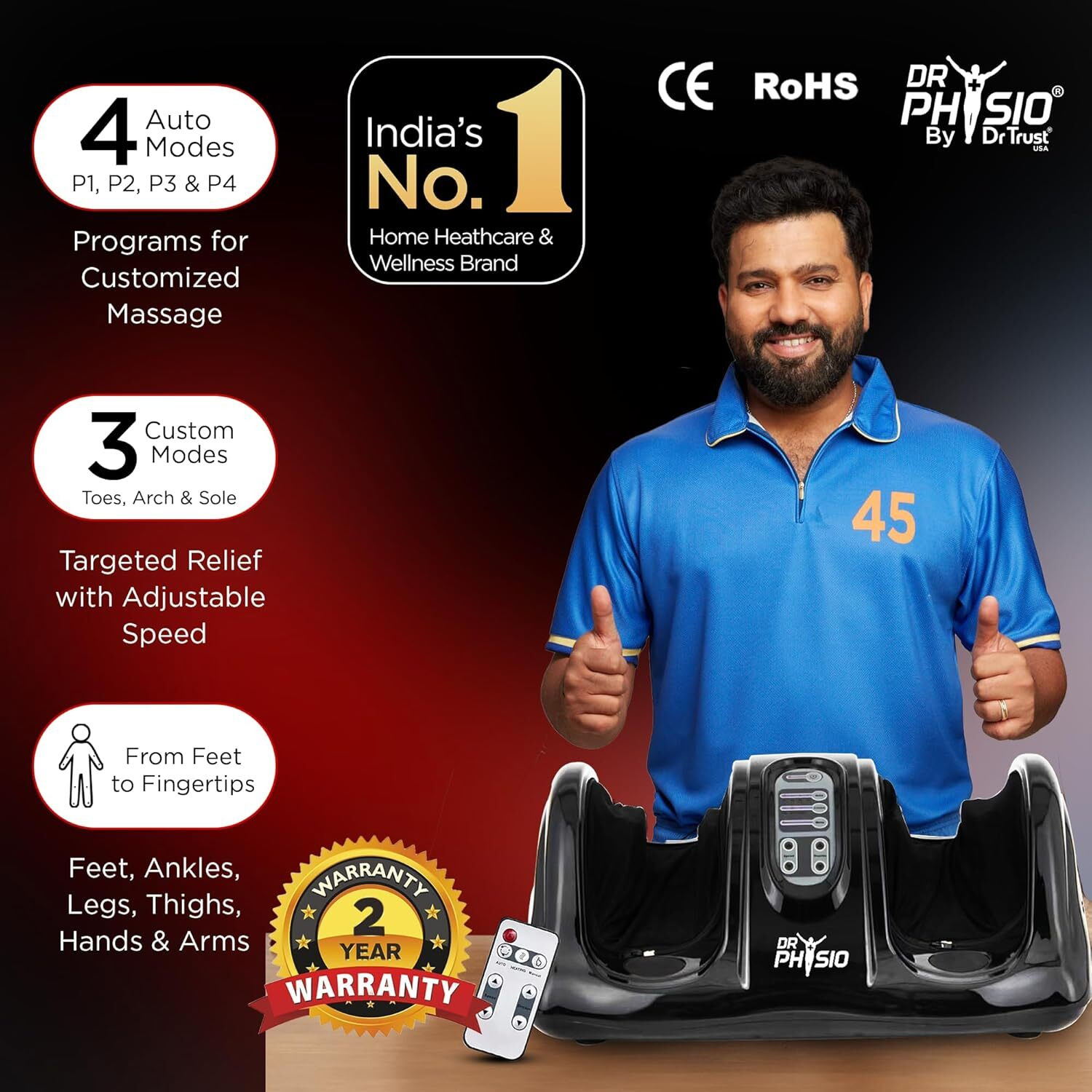 Image of DR PHYSIO USA Shiatsu Electric Leg Calf & Foot Massager Machine with Rolling Kneading & Heat Function for Pain Relief Muscle Relaxation & Improving Blood Circulation Massager