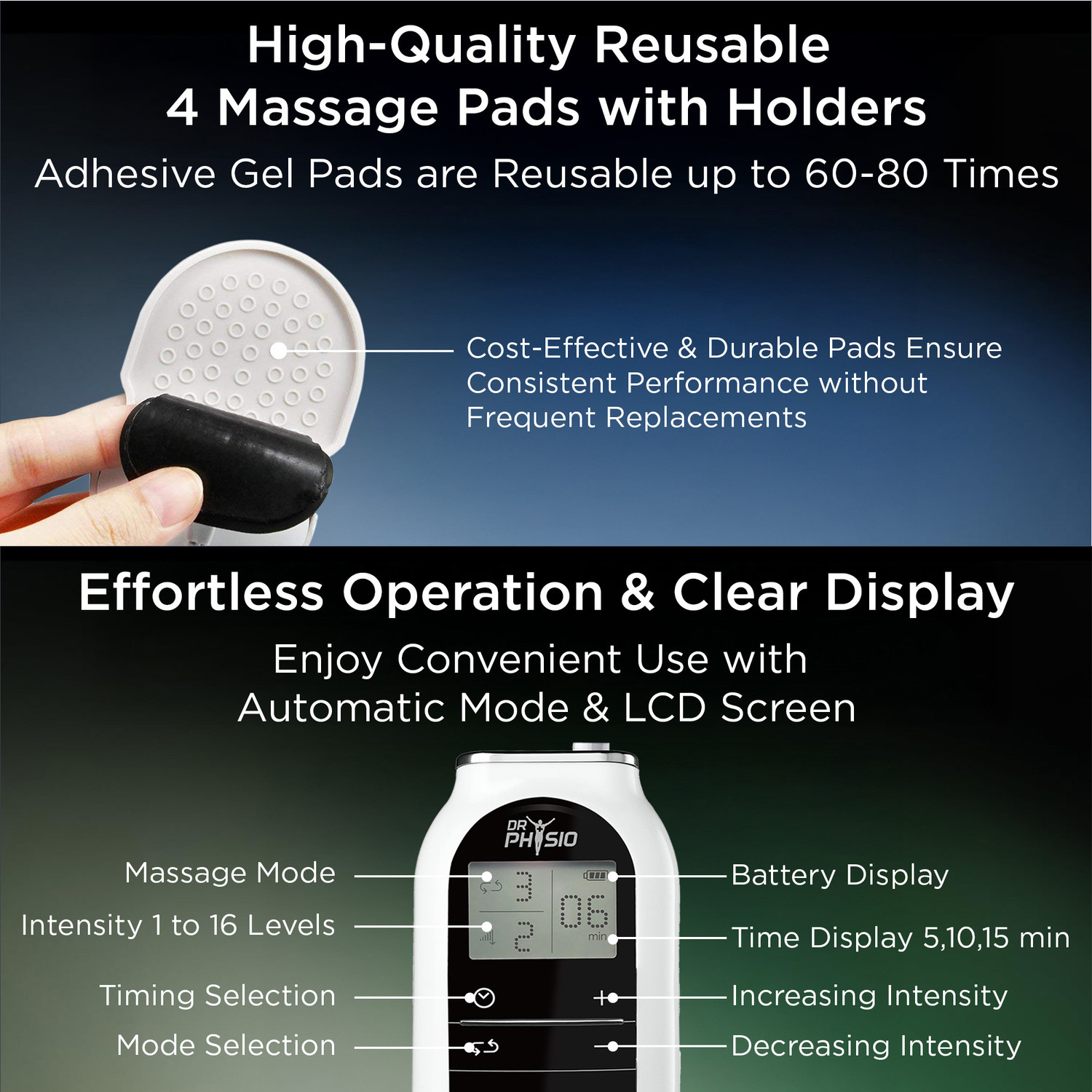 Image of DR PHYSIO (USA) TENS Electrical Nerve Stimulation Physiotherapy Pulse Digital Massage Machine For Body Pain Relief Management Electrotherapy Device