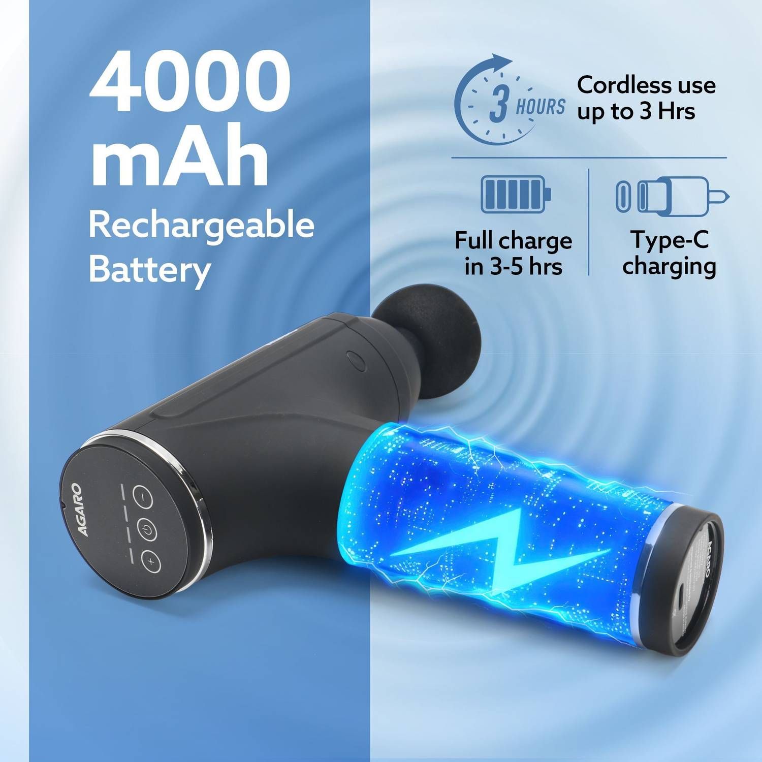 AGARO Galaxy Gun Massager 4 Heads 6 Speed - Image 5
