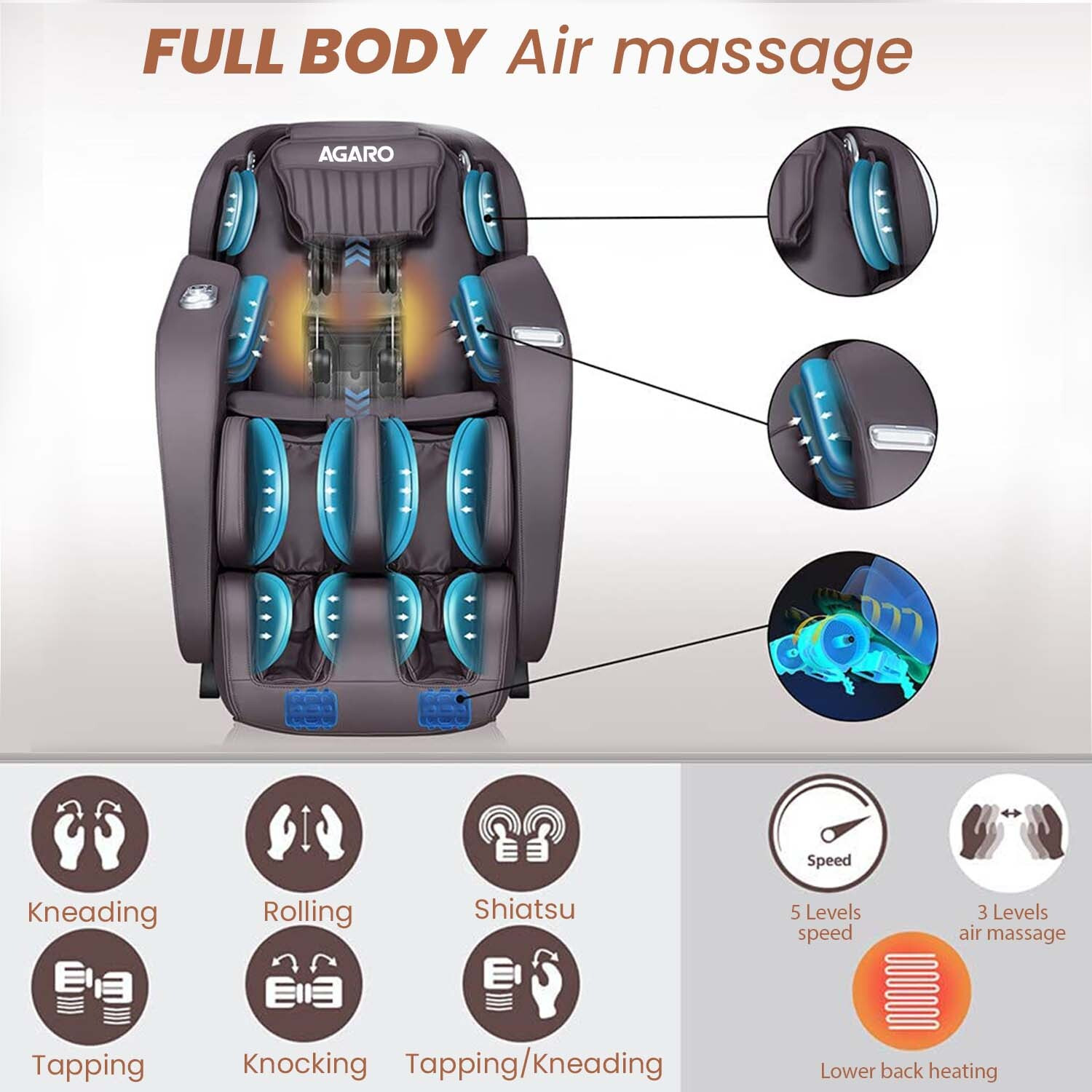 Image of AGARO 33865 Massage Chair 7012 Massager