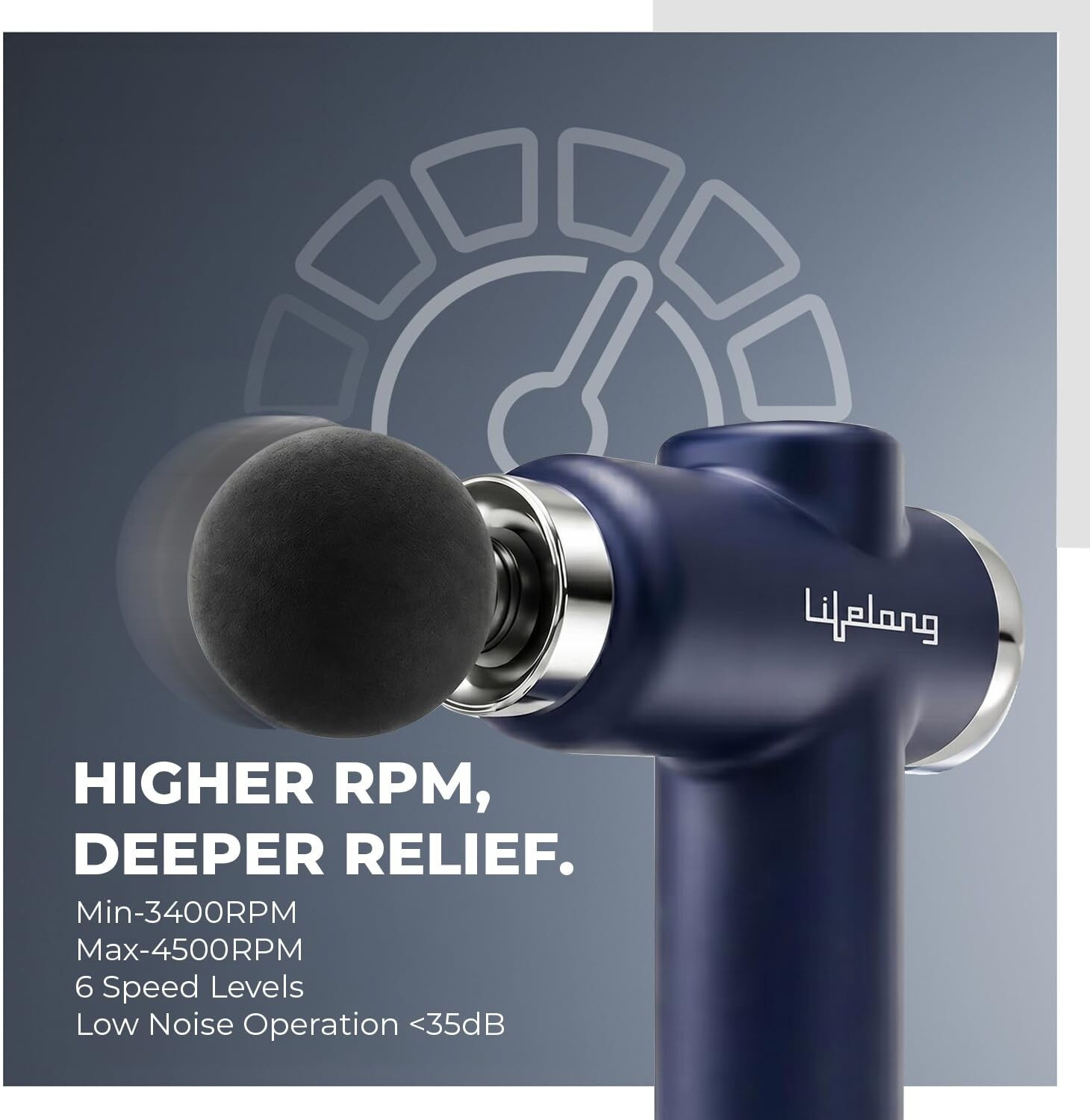 Image of Lifelong LLGM207 Gun Massager, 8 Massage Heads Massager