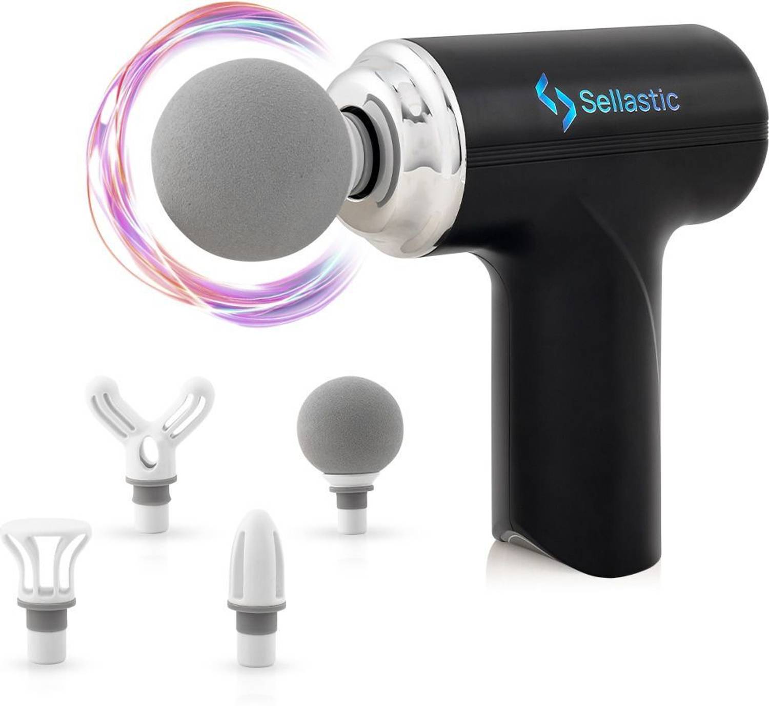 sellastic Forge Massager Gun, 6 Speed, 4 Heads - Image 1