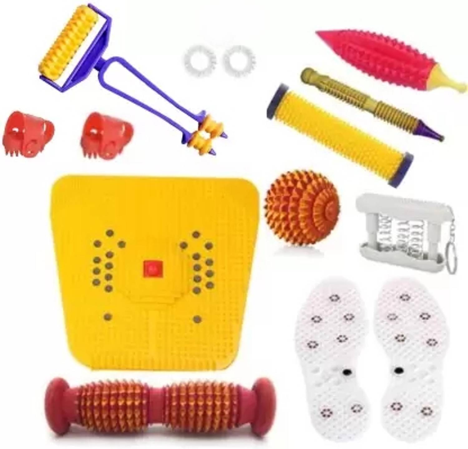 AcuHealth AH142 Acupressure with Foot Roller (Pyramidal cuts)(Wooden) + Bio - Magnetic Power Mat Massager