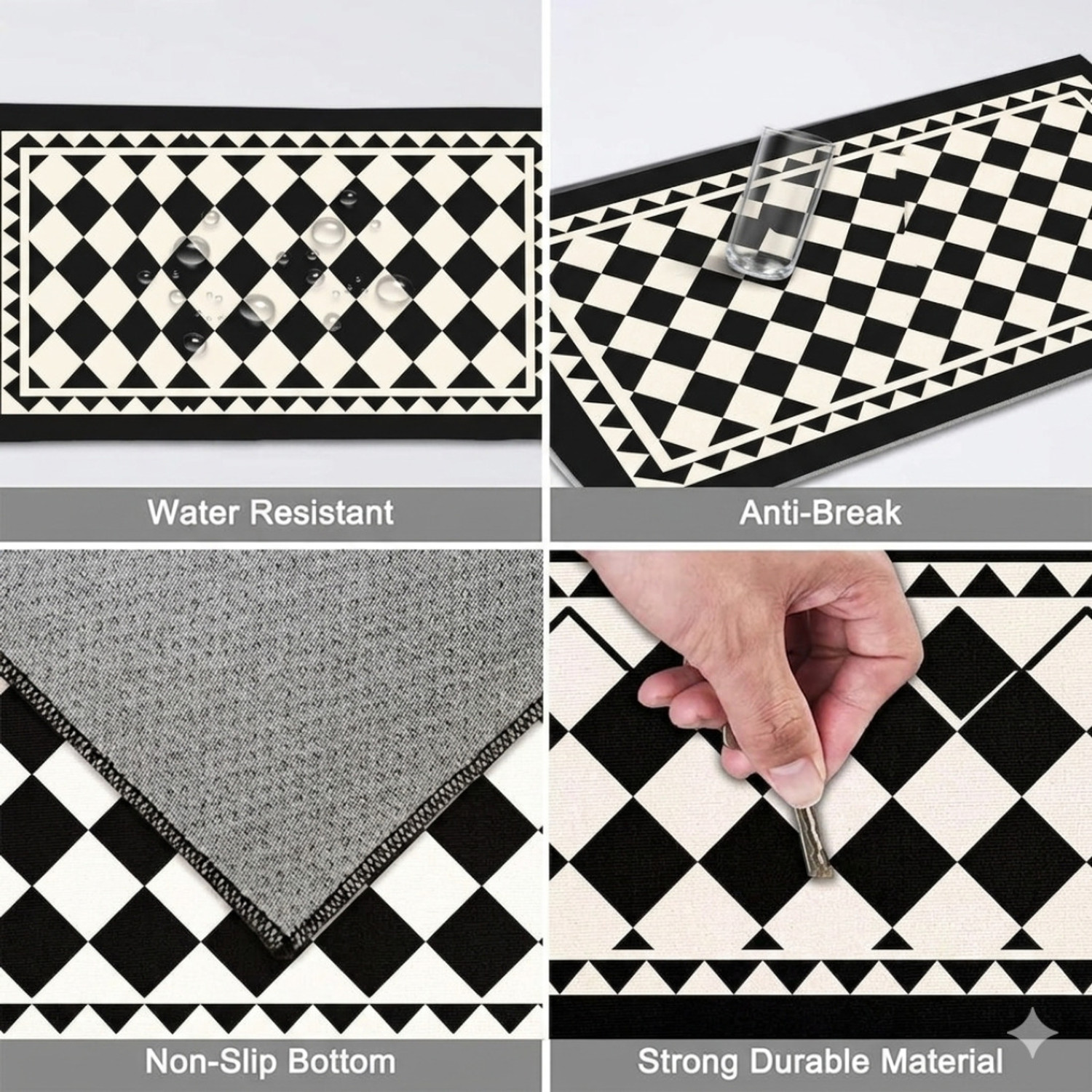 Image of AFTIVO Rubber Kitchen Mat (Black, White, Free)