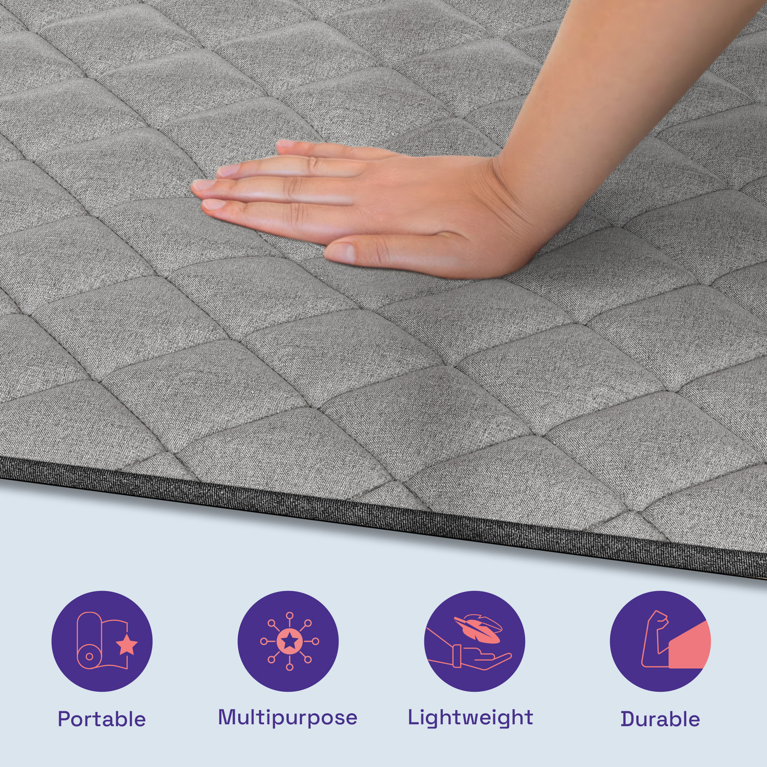 Image of Wakefit Roll-Up Mattress 1 inch Single High Resilience (HR) Foam Mattress