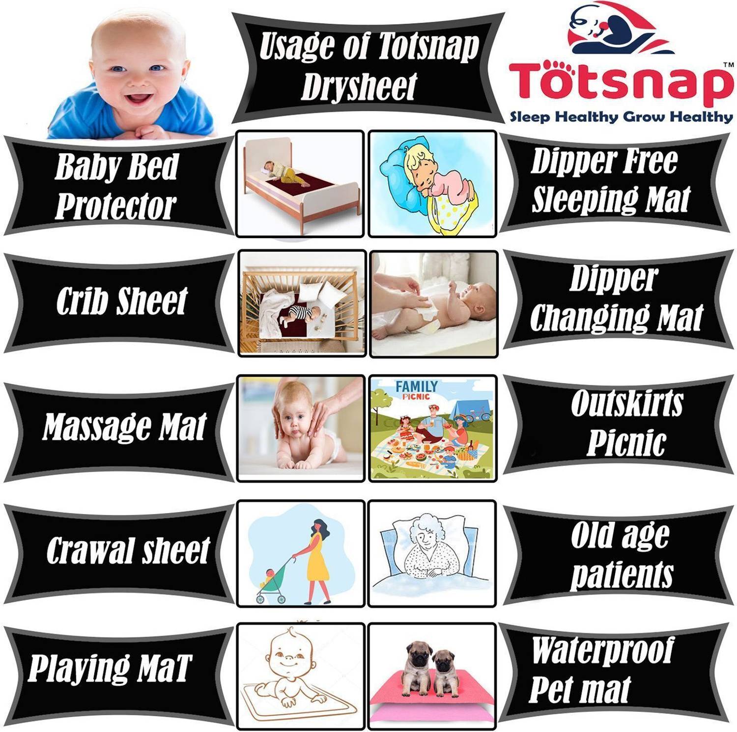 Totsnap Fleece, Rubber Baby Bed Mat - Image 3