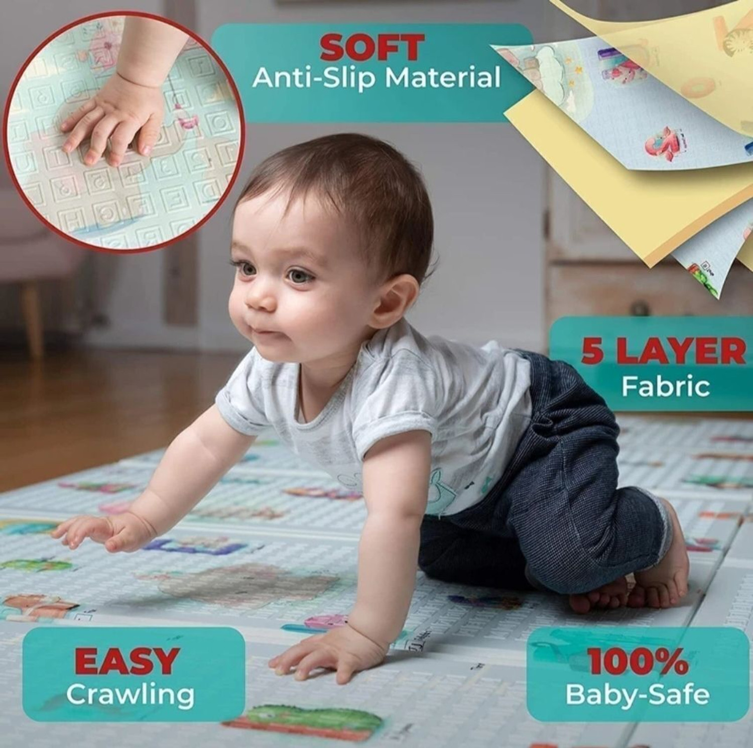 Image of Atllas export Cotton Baby Play Mat (Multicolor, Extra Large)