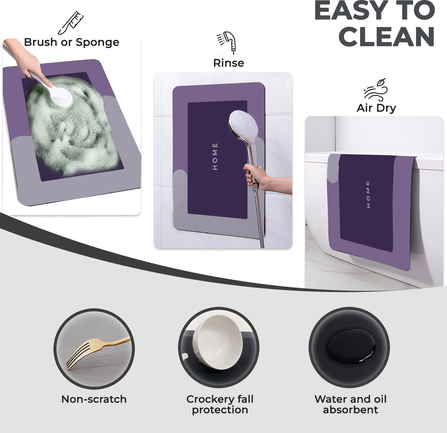 Image of MAXOSHINE Rubber Bathroom Mat