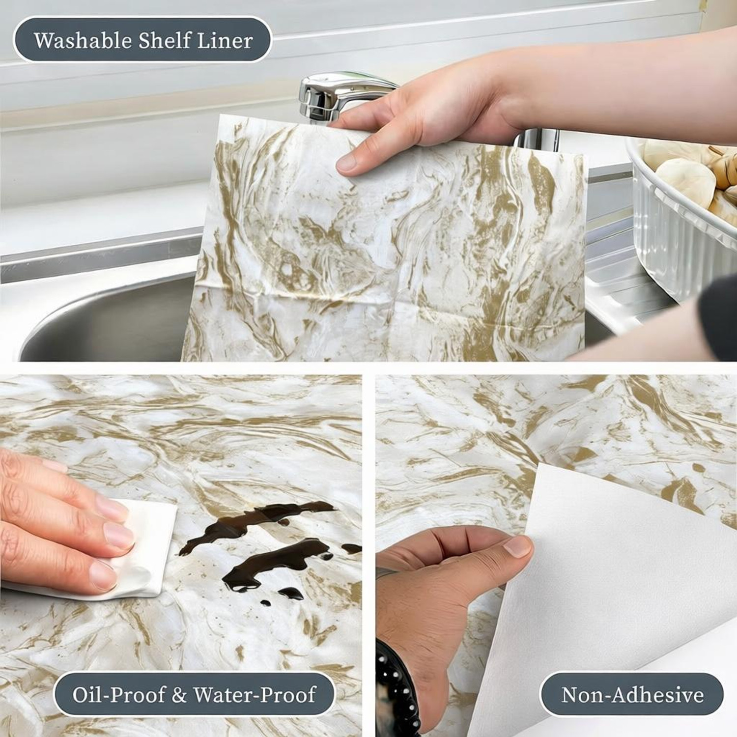 Image of Star Weaves PVC (Polyvinyl Chloride) Drawer Mat (Gold & White, Free)