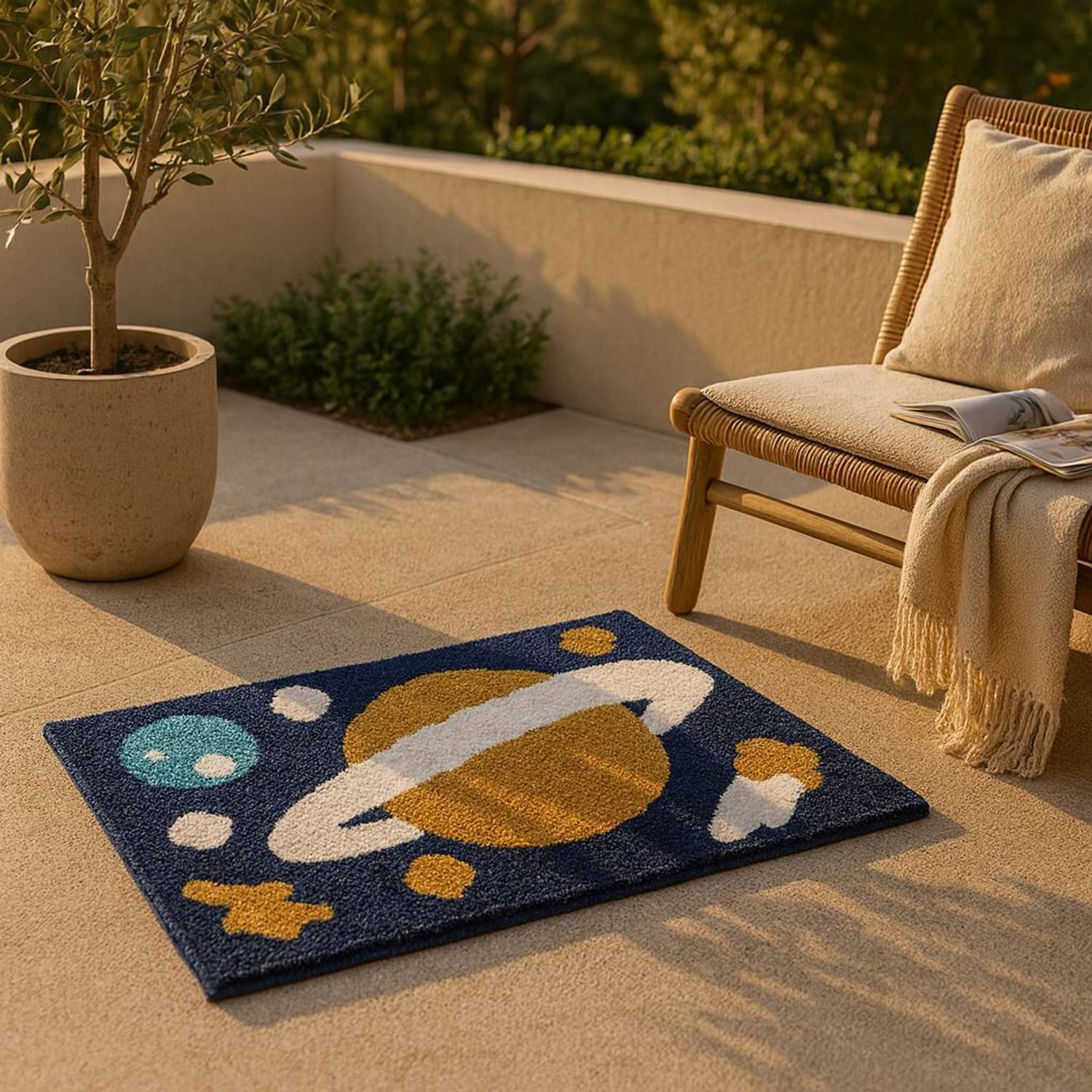 ELEGANT WEAVERS Microfiber Door & Floor Mat (Blue, Medium)