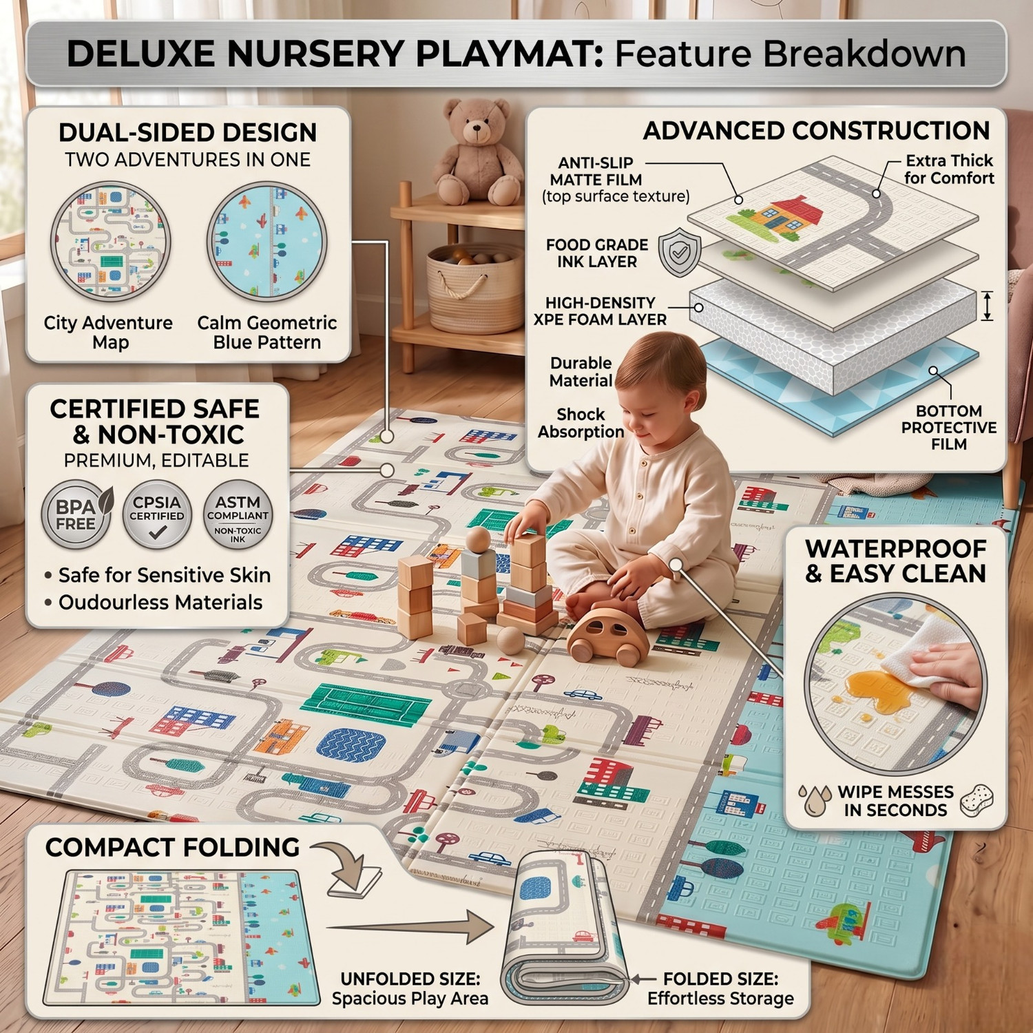 Image of Safe-o-kid Foam Baby Play Mat