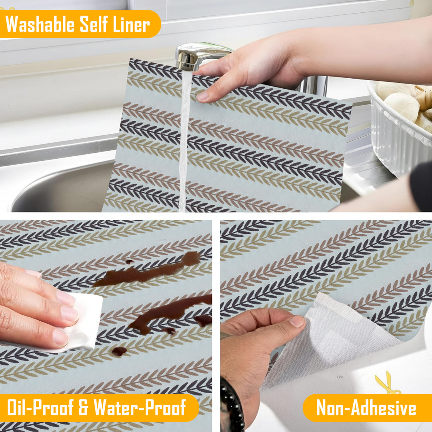 Image of Smartcraft PVC (Polyvinyl Chloride) Drawer Mat (Beige & Grey 10 Meter Drawer Mat Roll, Free)