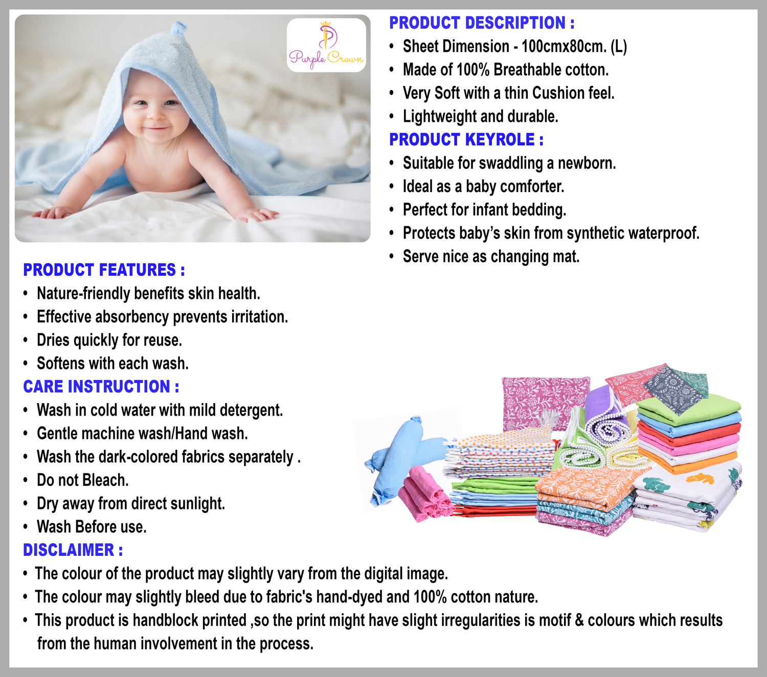 Image of mk handicraft Cotton Baby Sleeping Mat