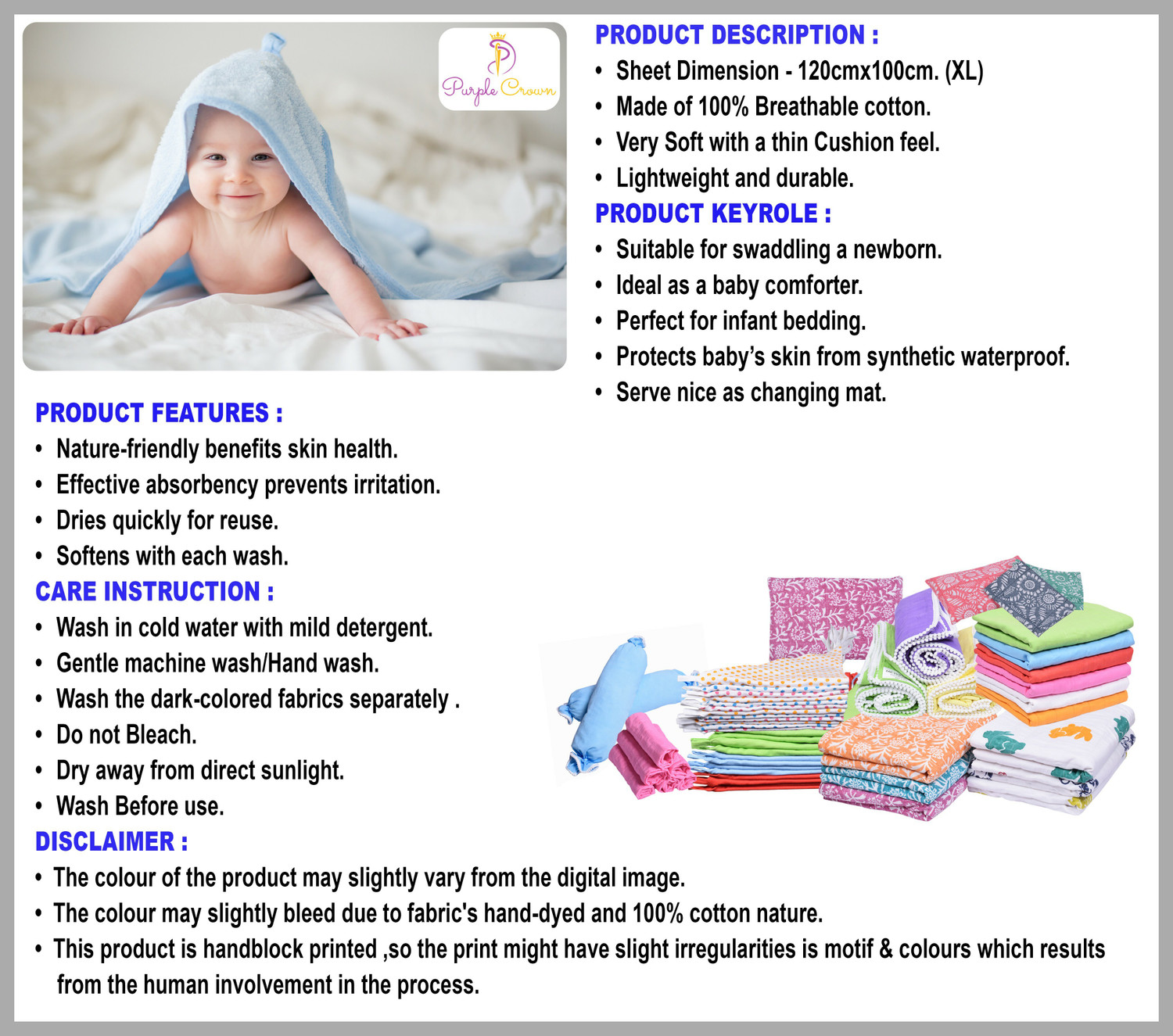 Image of mk handicraft Cotton Baby Sleeping Mat