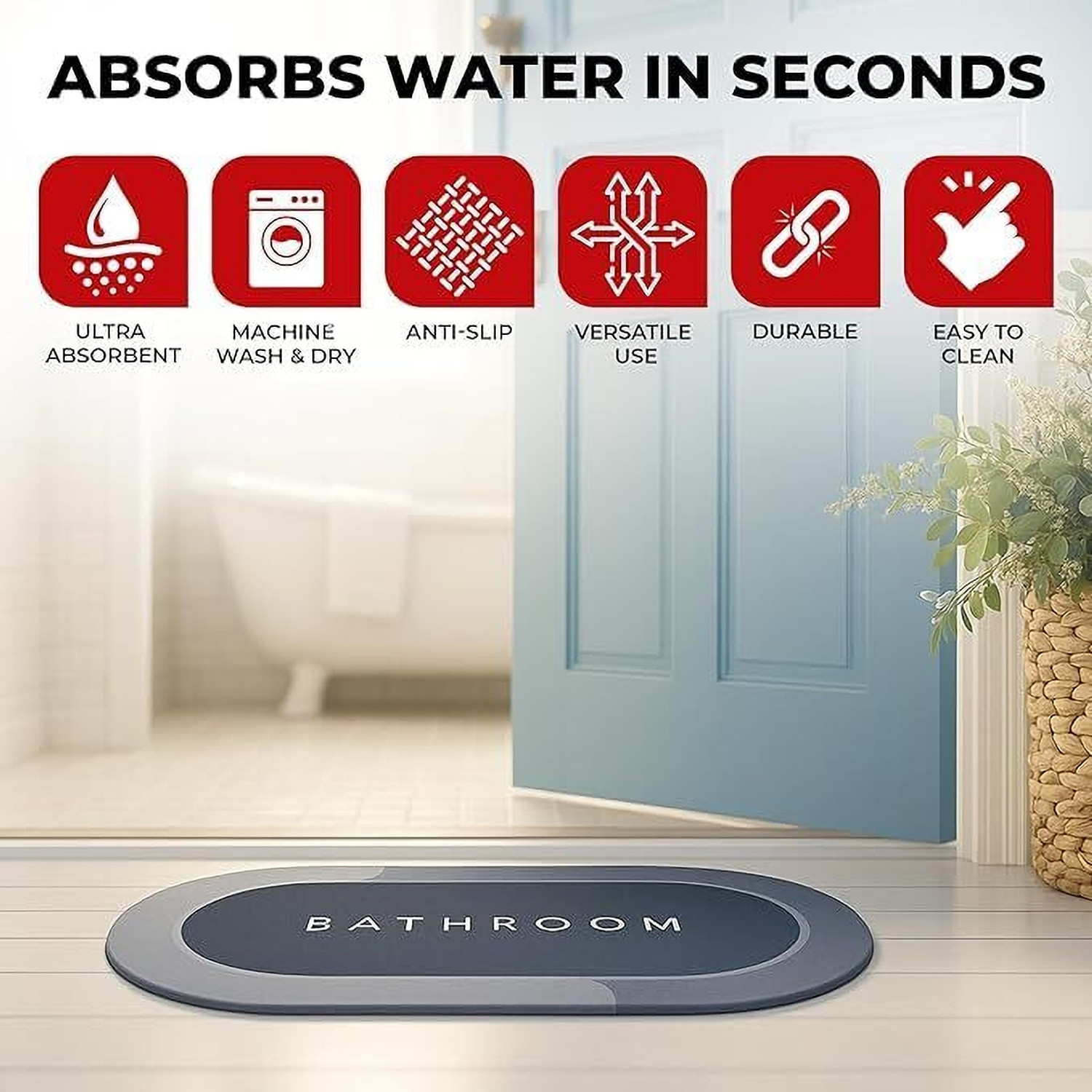 Image of Refulgix Rubber Bathroom Mat