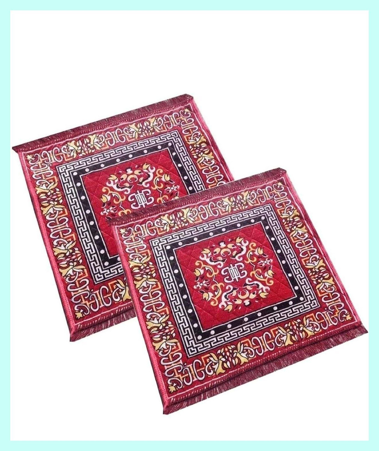 Image of KIRODIWAL DECORE Velvet Prayer Mat (Red, Pack of 2, Large)