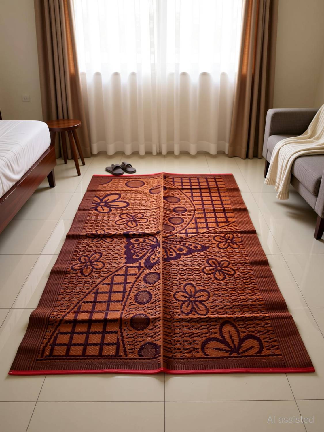 BGK PP Plastic Chatai Mat Yellow - Image 1