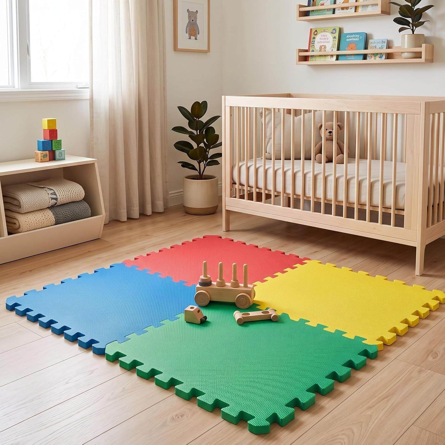 Image of Easyhome Rubber Baby Play Mat (Multicolor, Pack of 8, Medium)