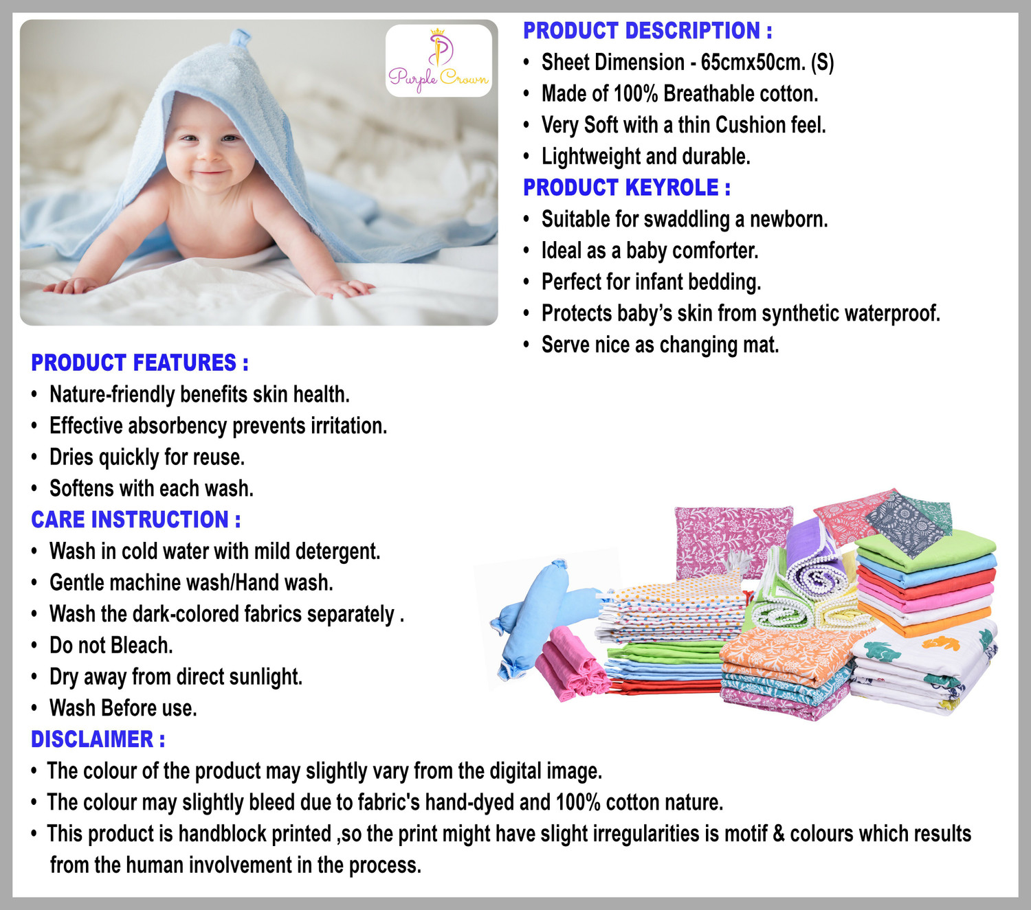Image of mk handicraft Cotton Baby Sleeping Mat