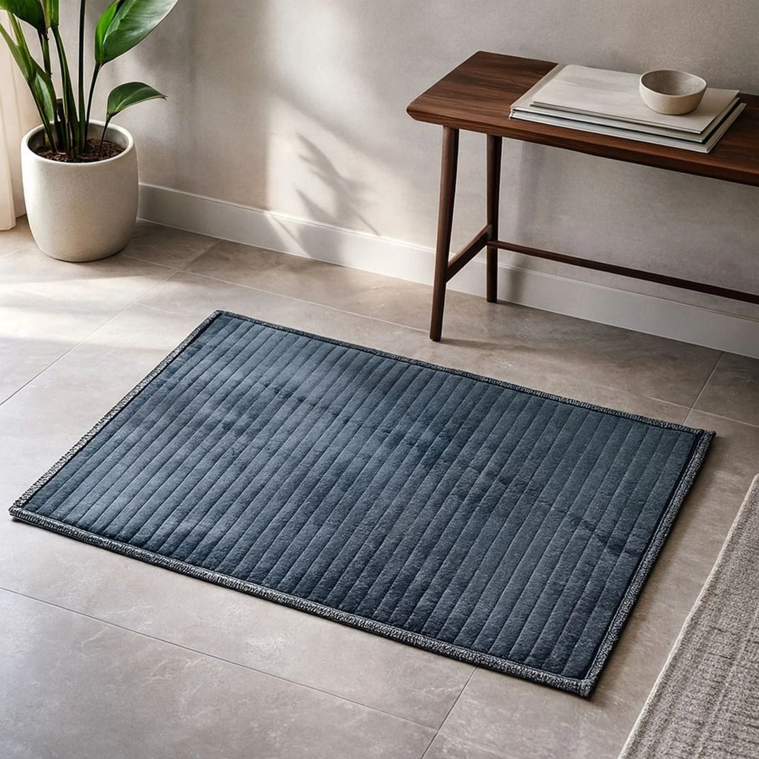 Image of ELEGANT WEAVERS Polyester Door & Floor Mat (Grey, Medium)