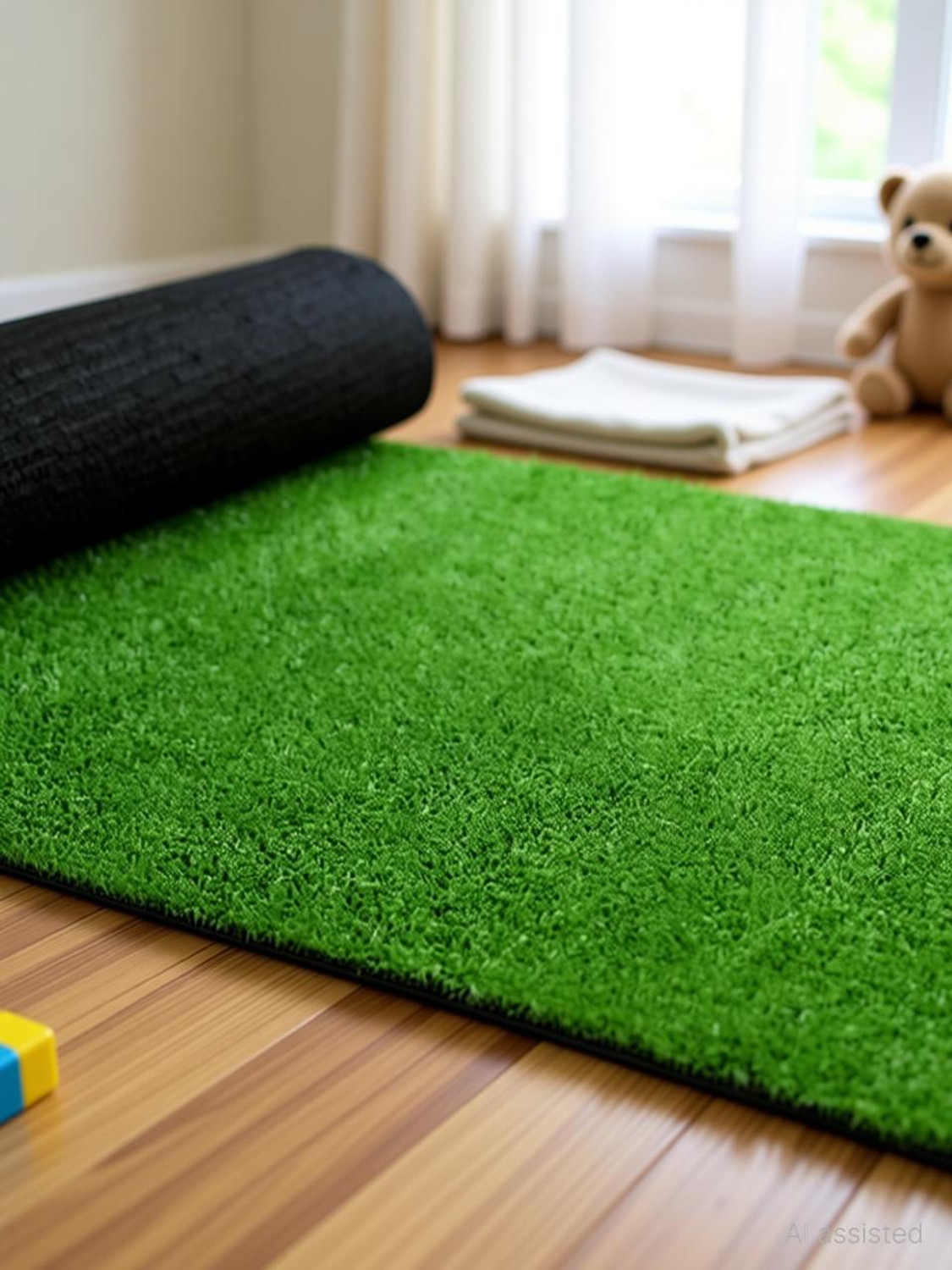 Image of EmmEmm Artificial Grass Floor Mat (2 x 10 Feet, 60 cm x 300 cm, Natural Green, Extra Large)