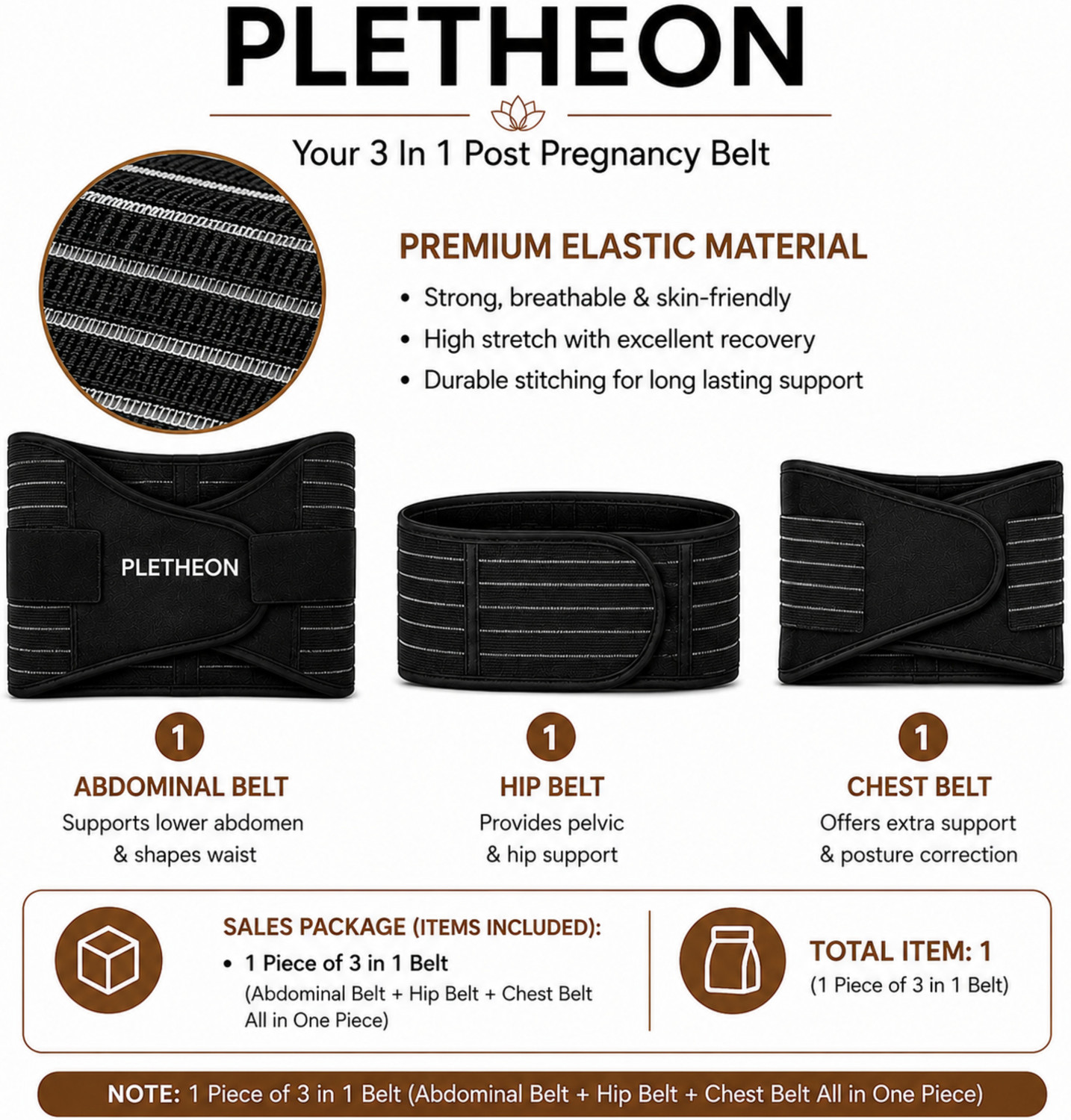 Image of PLETHEON post pregnancy maternity support belt after c section & normal delivery
