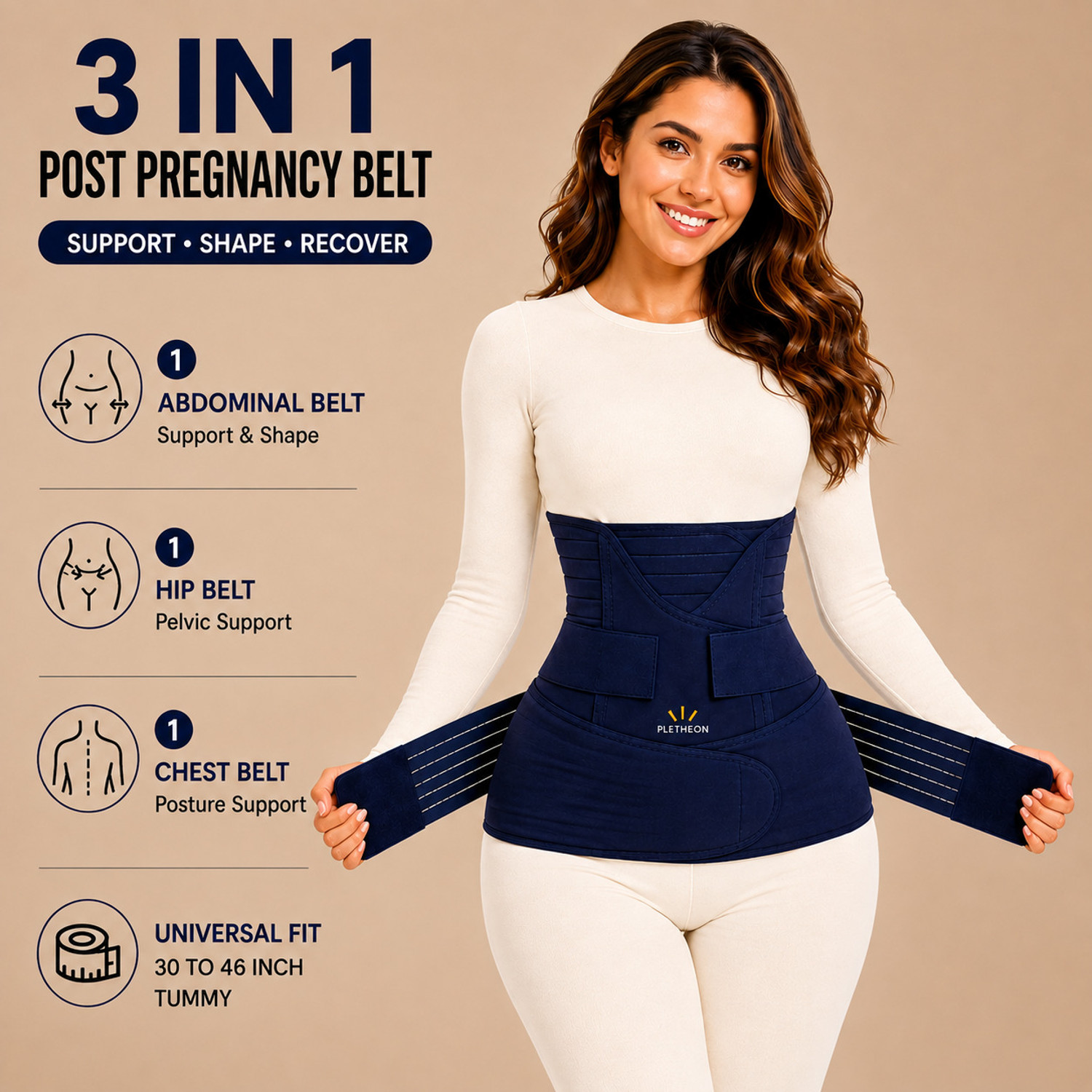 Image of PLETHEON Post Pregnancy Maternity Support Belt After C-Section & Normal Delivery