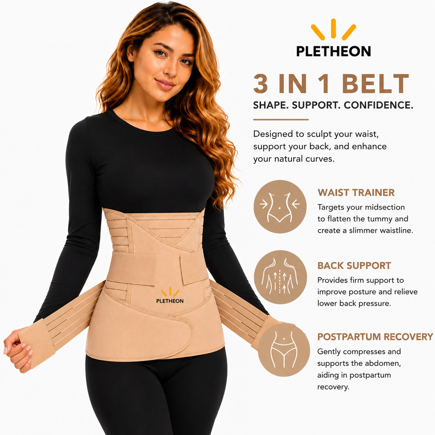 Image of PLETHEON post pregnancy maternity support belt after c section & normal delivery