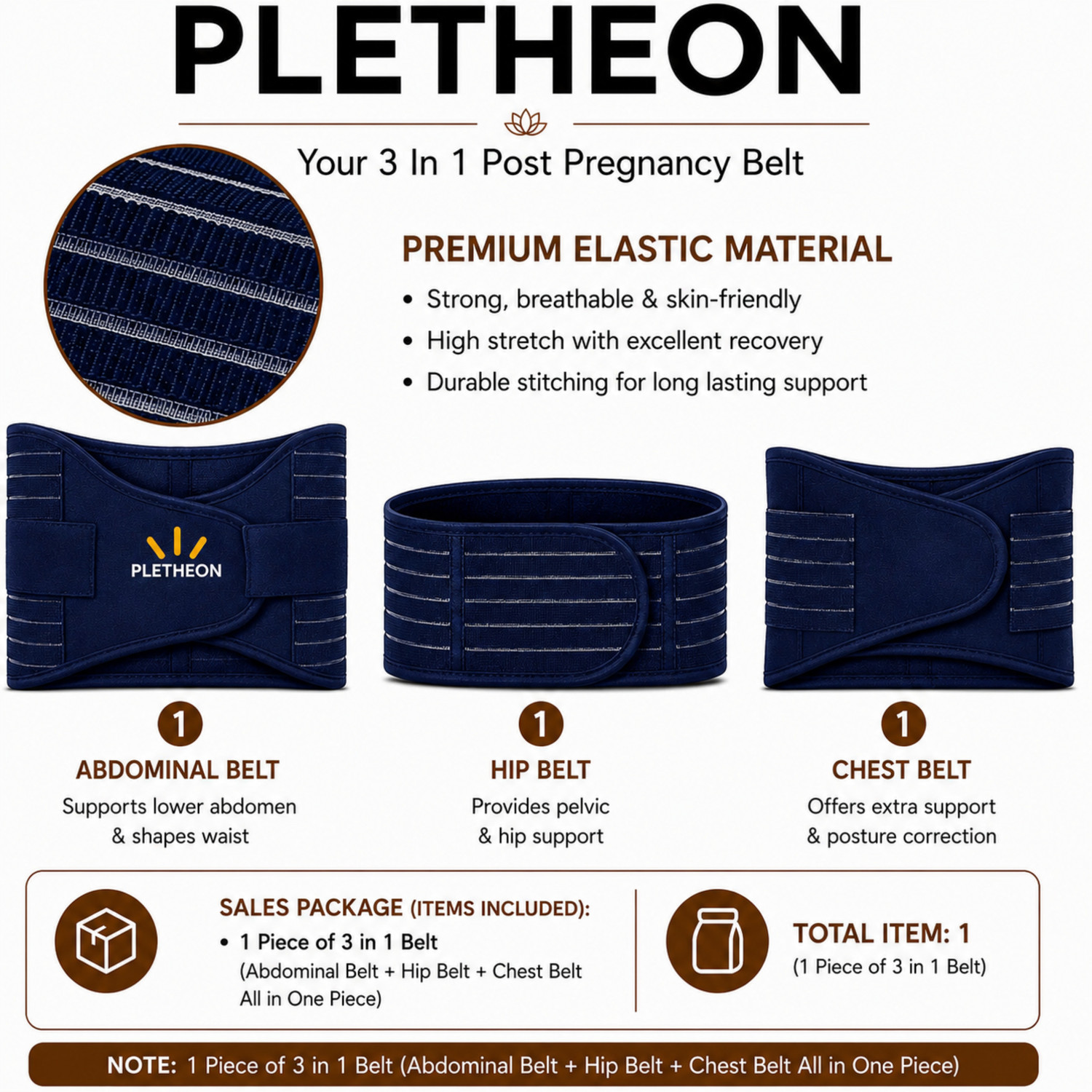 Image of PLETHEON Post Pregnancy Maternity Support Belt After C-Section & Normal Delivery