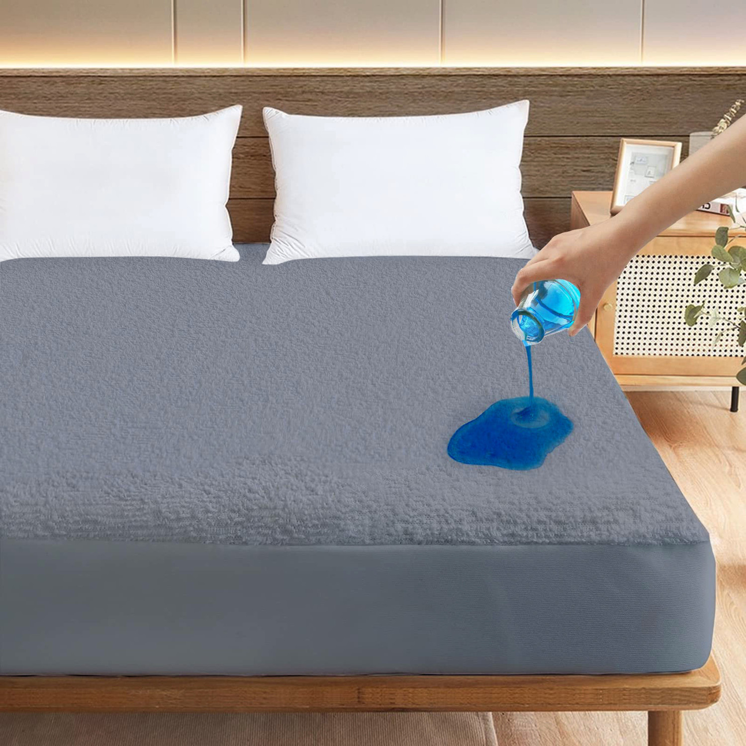 Image of AYKA Single Size Fitted Terry Cotton Waterproof, Breathable, Stretchable Mattress Cover