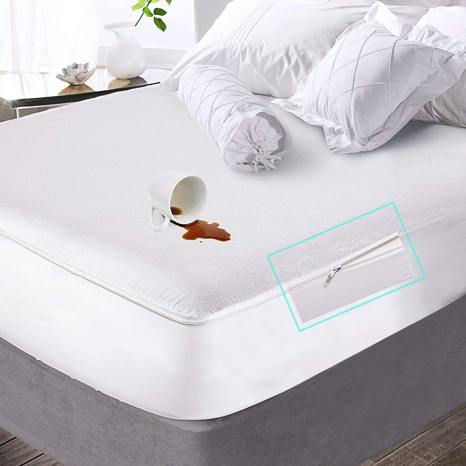 Image of Trance Home Linen King Size Zippered Cotton Breathable, Waterproof Mattress Cover