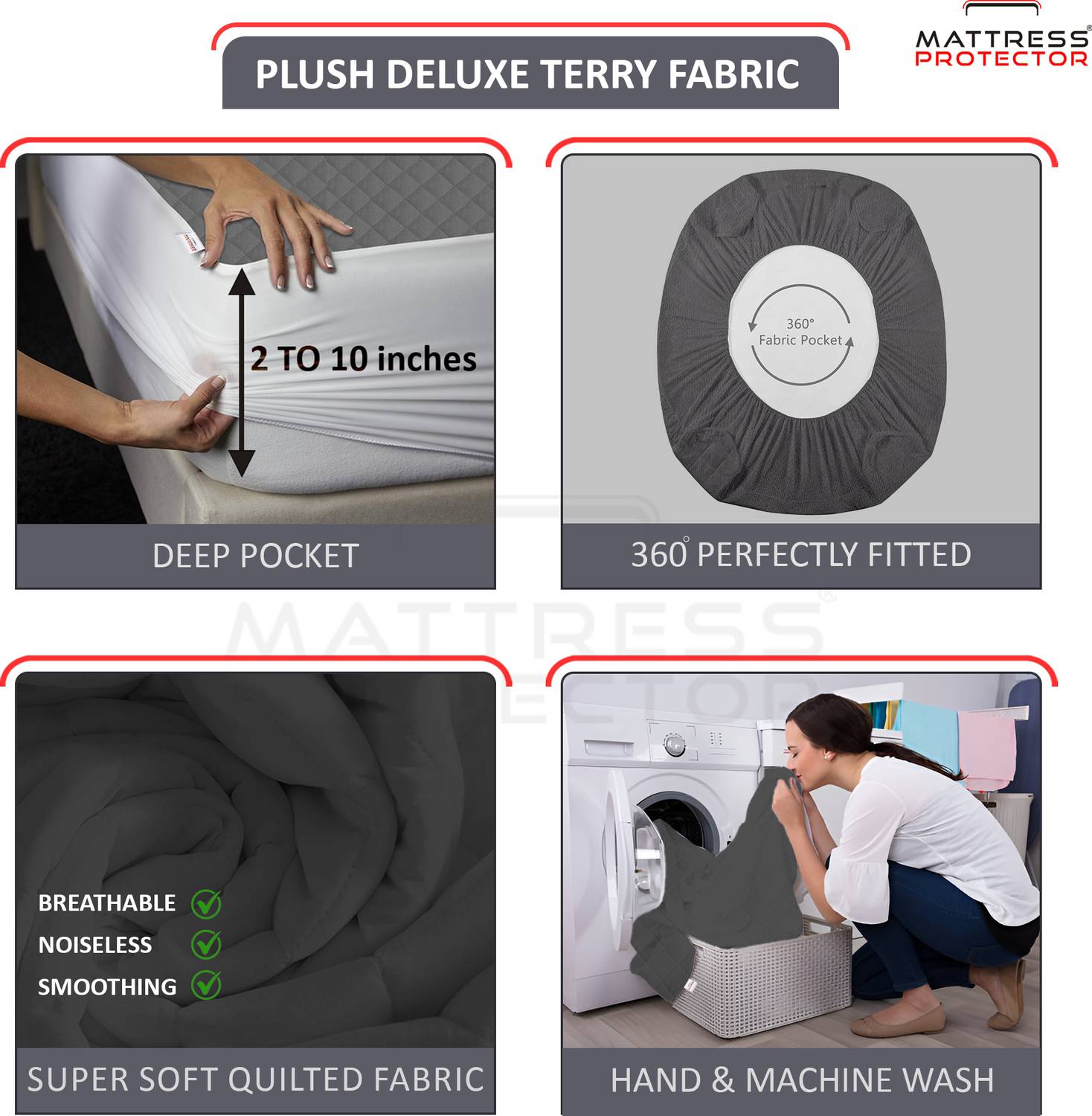 Mattress King Size Polycotton Waterproof Protector - Image 3