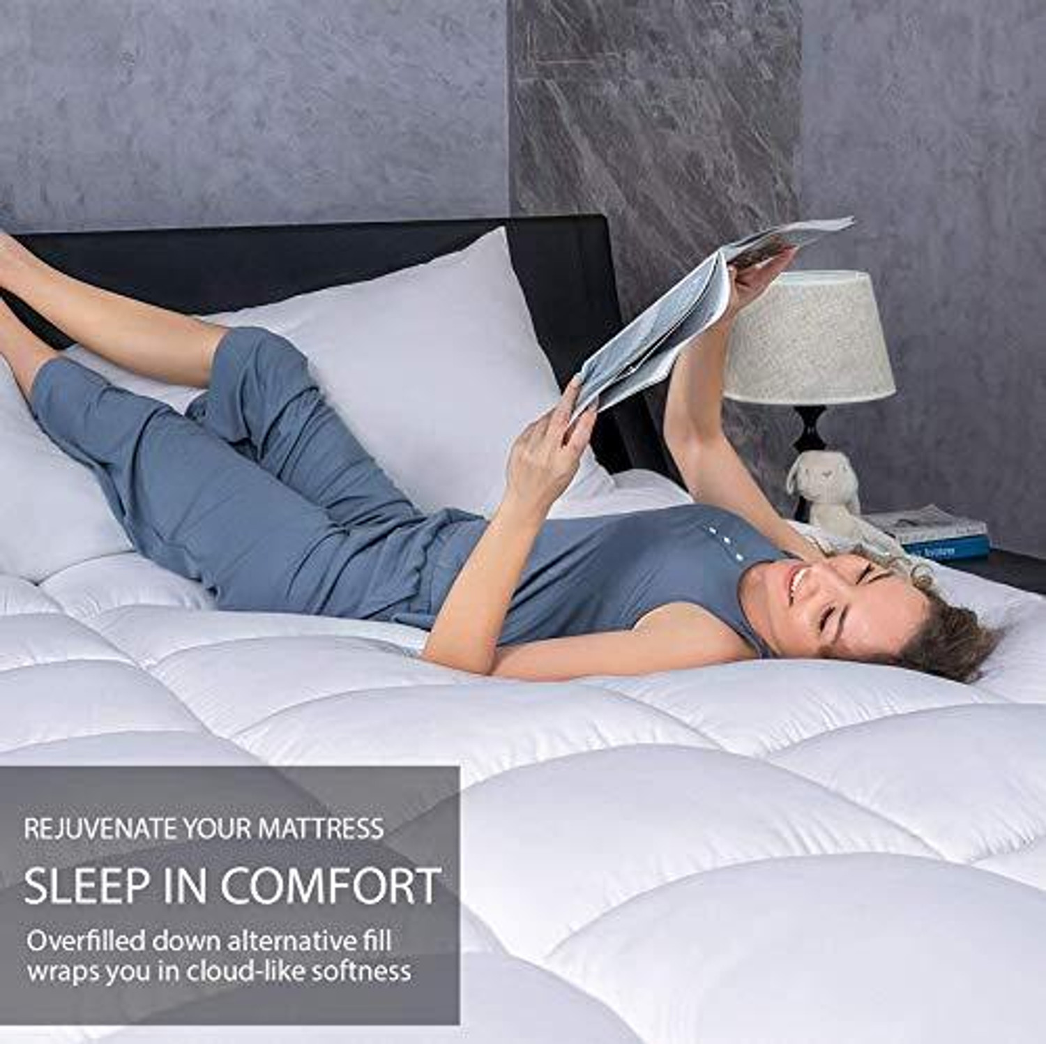 Image of Manavlivings 2 inch (5.08 cm) King Size Microfibre Breathable Mattress Topper