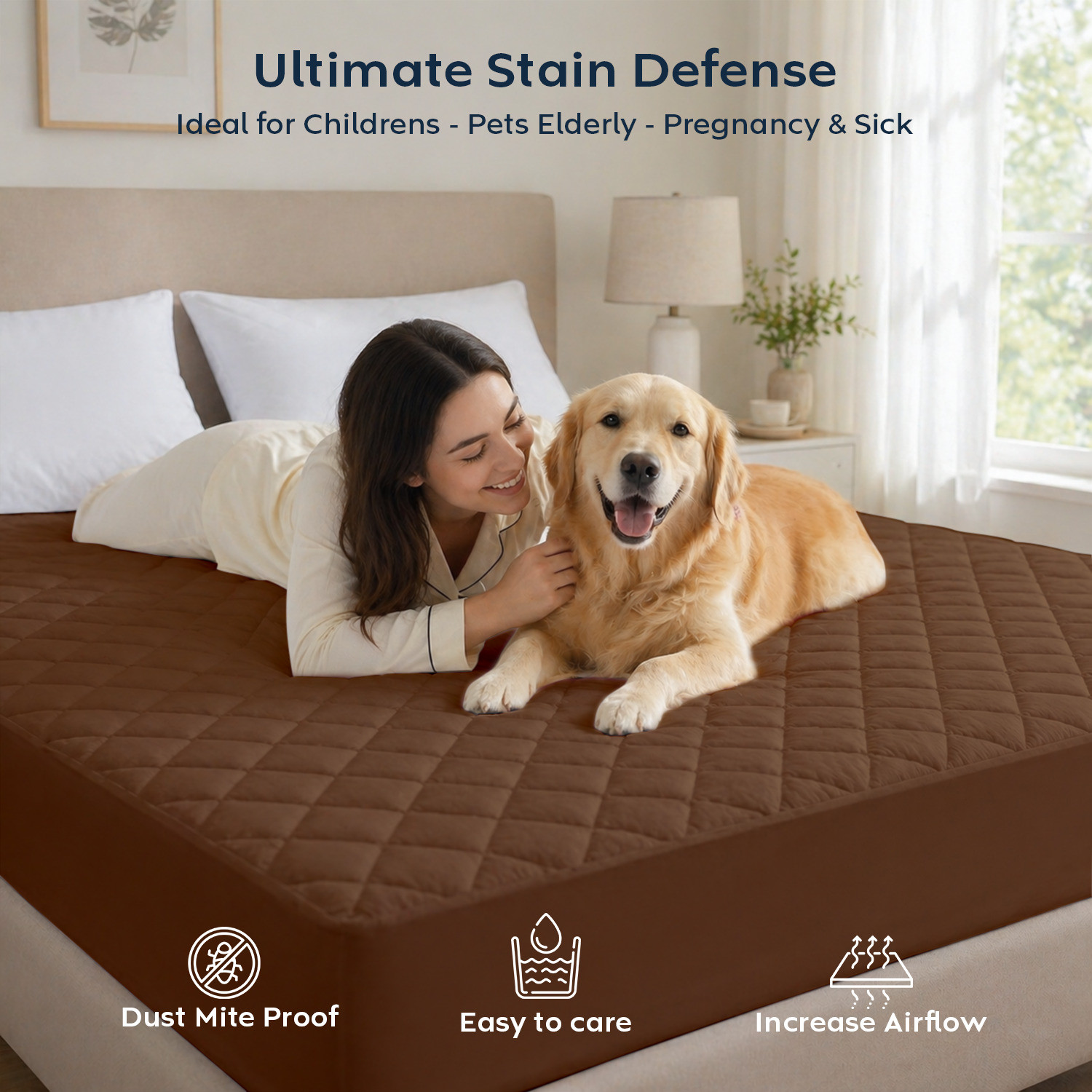 Image of compal Single Size Fitted Polycotton Waterproof, Breathable, Stretchable Mattress Cover