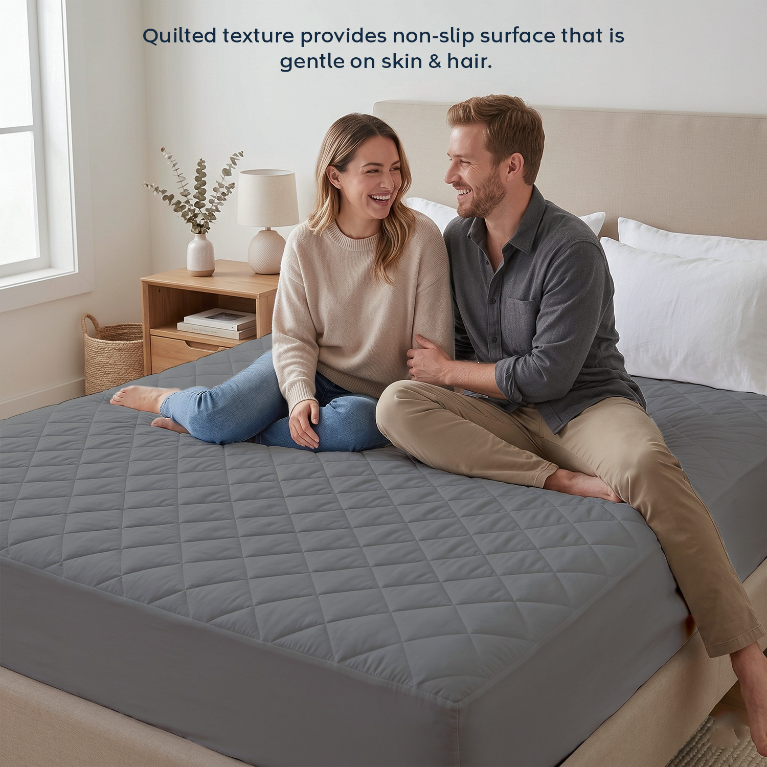 Image of compal Double Size Fitted Polycotton Waterproof, Breathable, Stretchable Mattress Cover