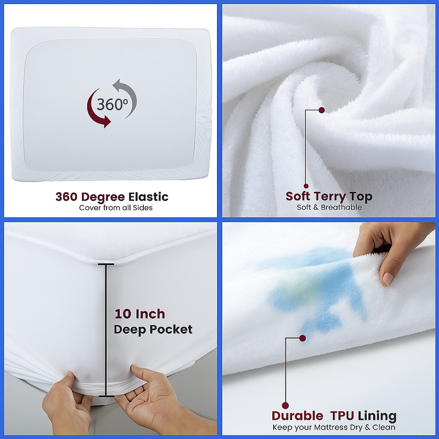 Image of CROSPO Double Size Fitted Cotton Breathable, Stretchable, Waterproof Mattress Cover