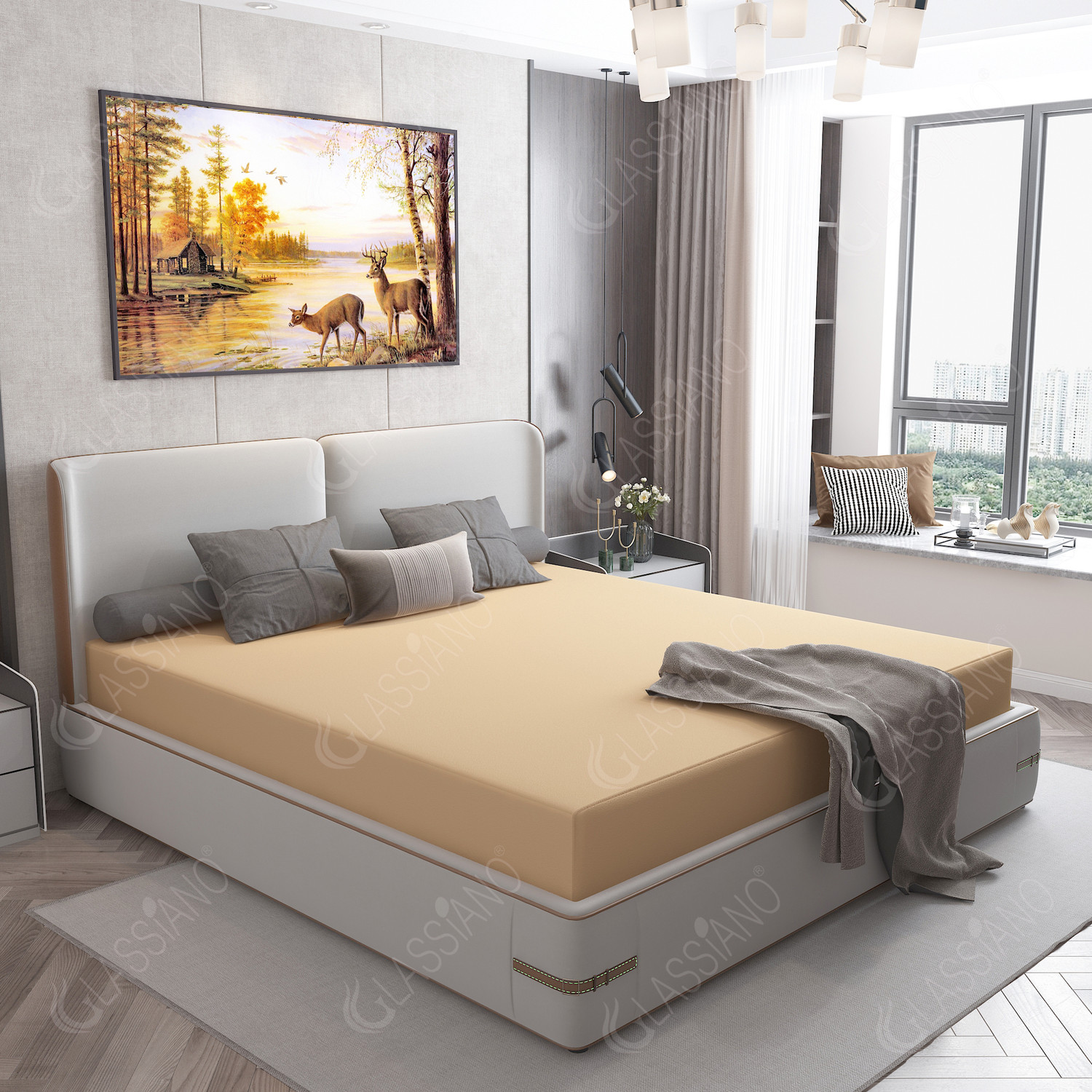 Image of Glassiano Single Size Fitted Terry Cotton Breathable, Stretchable, Waterproof Mattress Cover